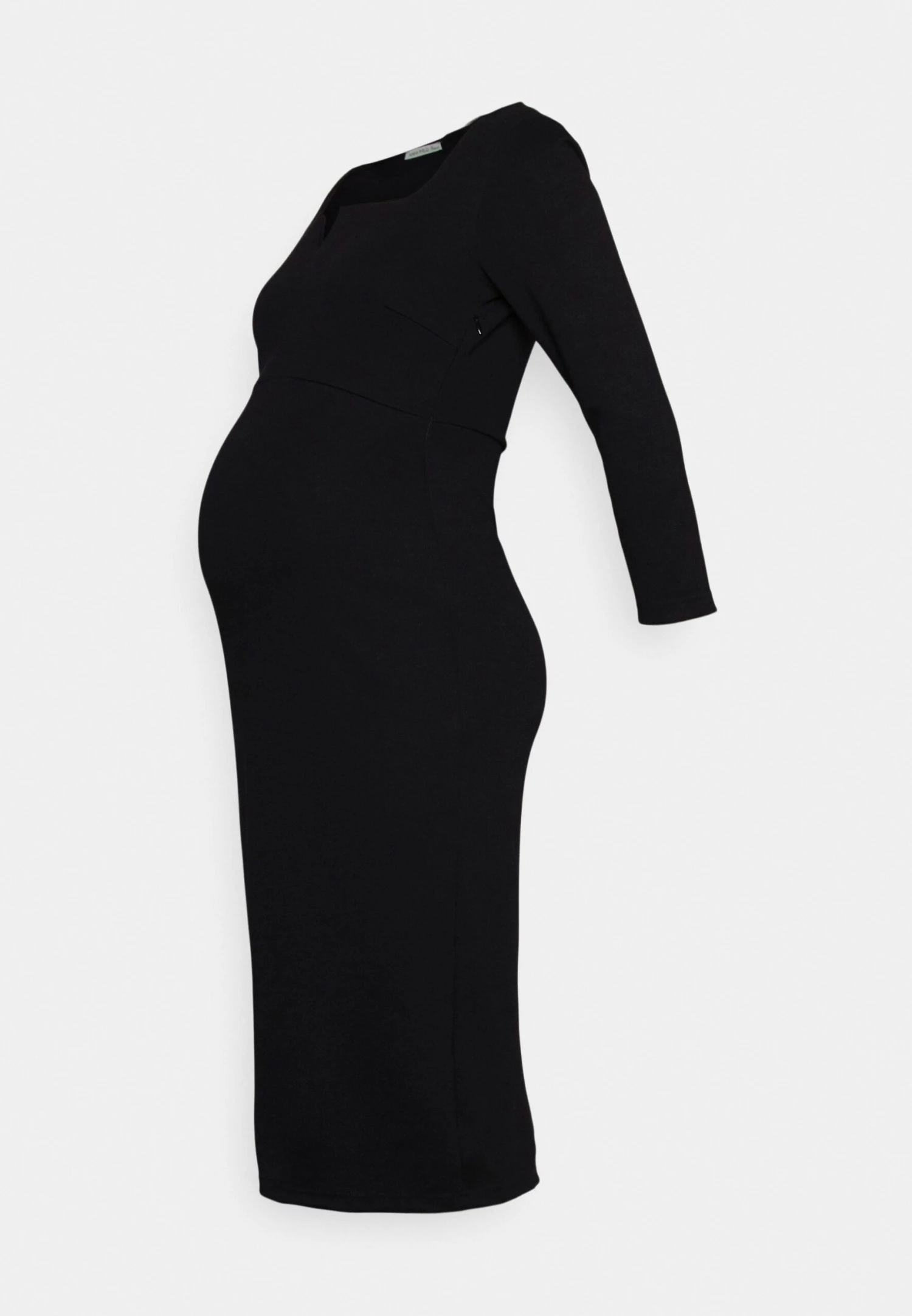 NOTCH NECKLINE MIDI DRESS - Sukienka Z Dżerseju - Black - obrazek 4