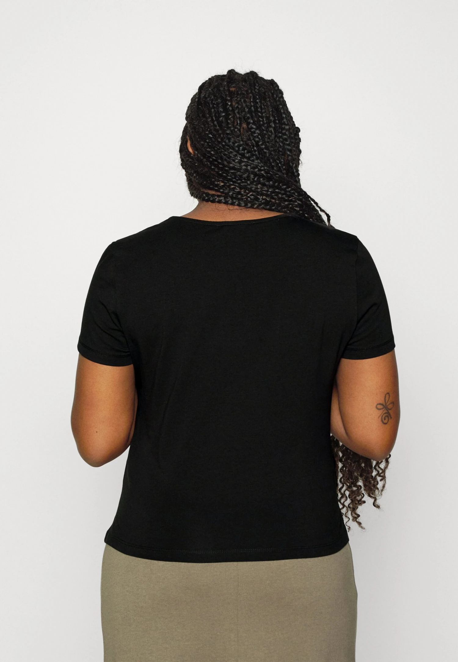 CURVY FRONT LACE - T-shirt Basic - Black - obrazek 3