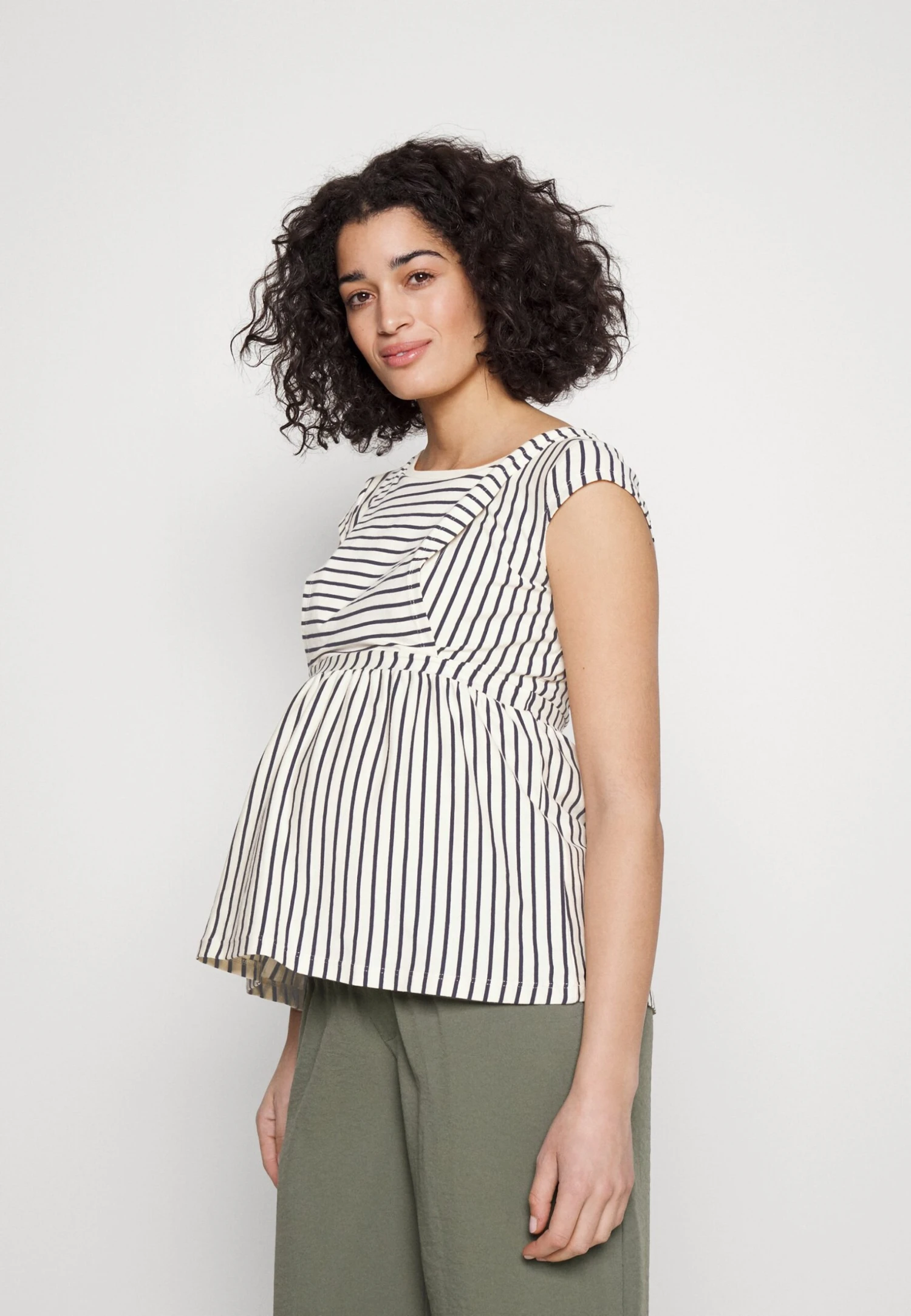 MATERNITY BABY DOLL NURSING TEE - T-shirt Z Nadrukiem - Dark Blue/off-white