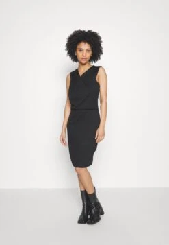 DRAPPED NECKLINE SMART BODYCON SLEEVELESS MINI DRESS - Sukienka Z Dżerseju - Black