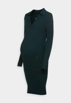 POLO V AUSSCHNITT RIPP BODYCON MINI STRICKKLEID - Sukienka Etui - Green