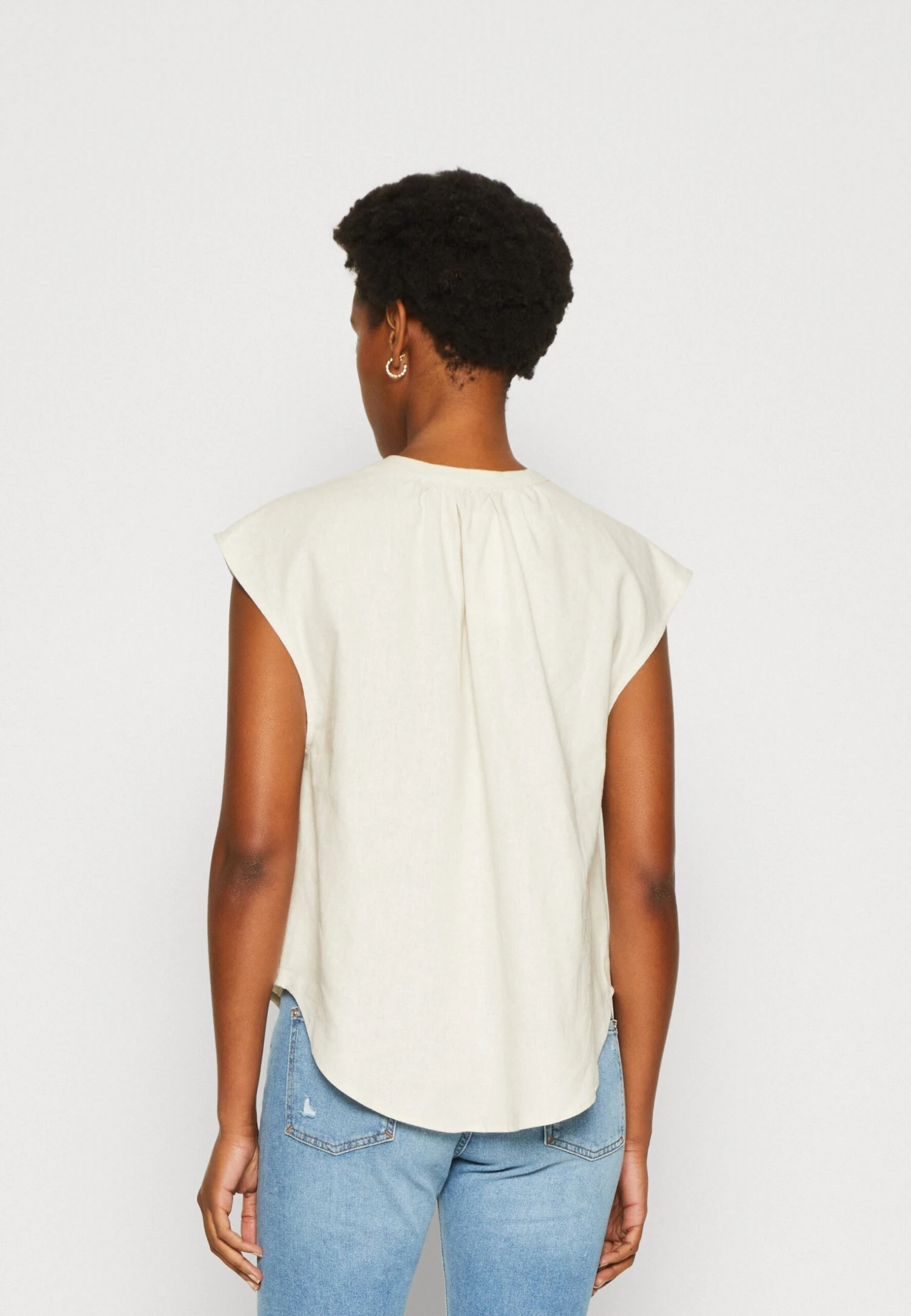 Anna Field LINEN-MIX SHIRT - T-shirt Z Nadrukiem - Beige - obrazek 3