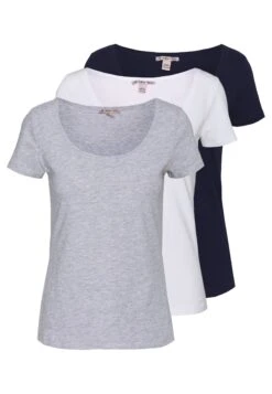 Anna Field 3 PACK - T-shirt Basic - White/navy/light Grey Melange