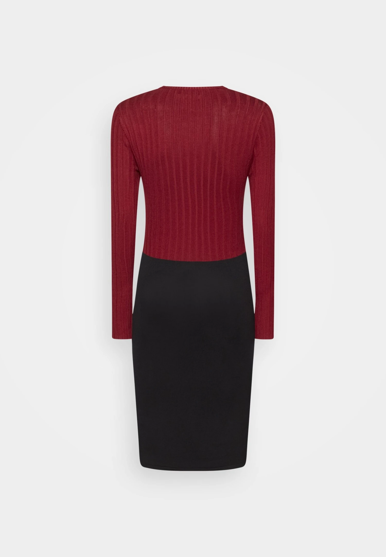 Anna Field CREW AUSSCHNITT RIPP TOP BODYCON MINI STRICKKLEID - Sukienka Etui - Dark Red/black - obrazek 2