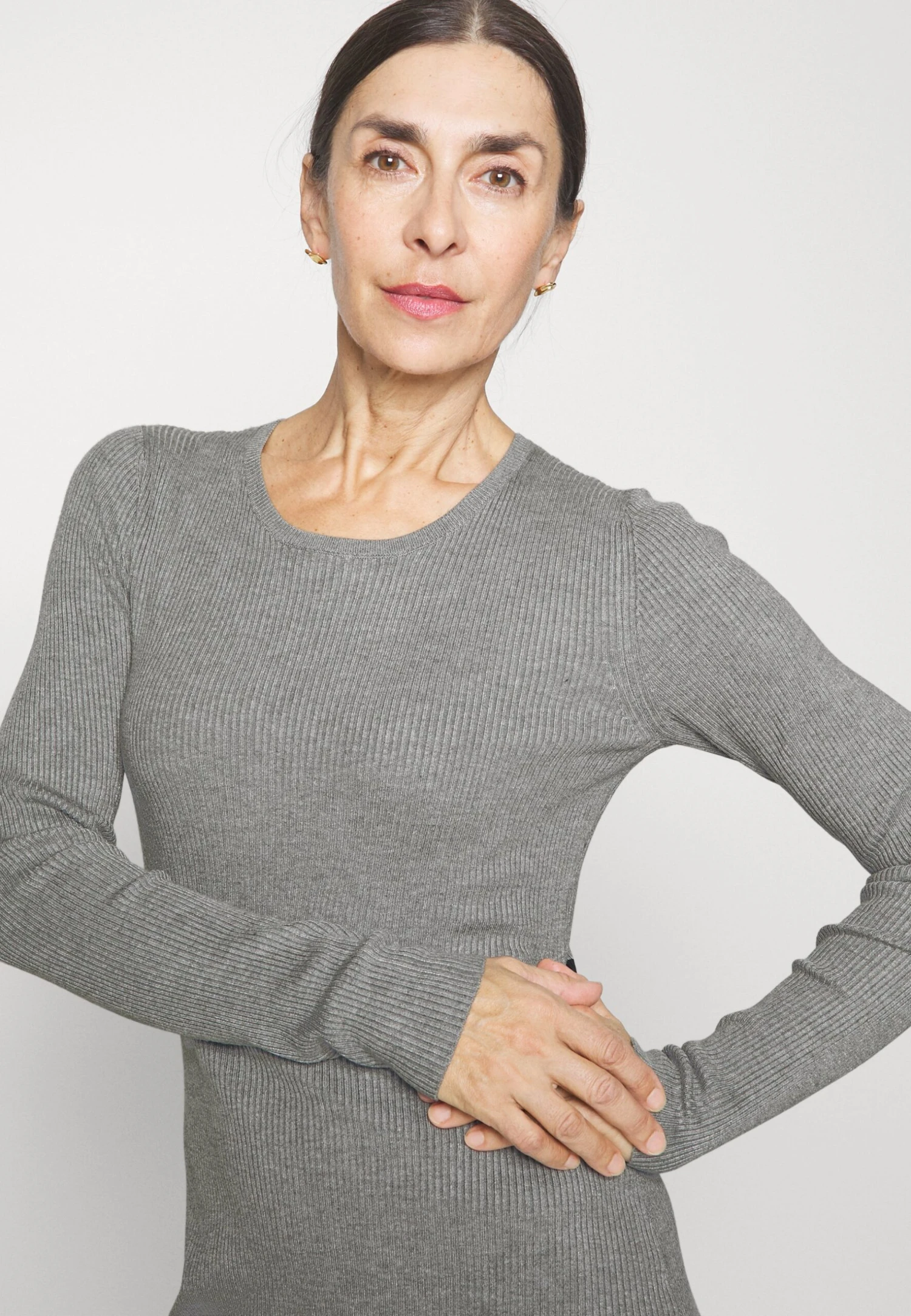 Anna Field Sukienka Dzianinowa - Mottled Light Grey/black - obrazek 4