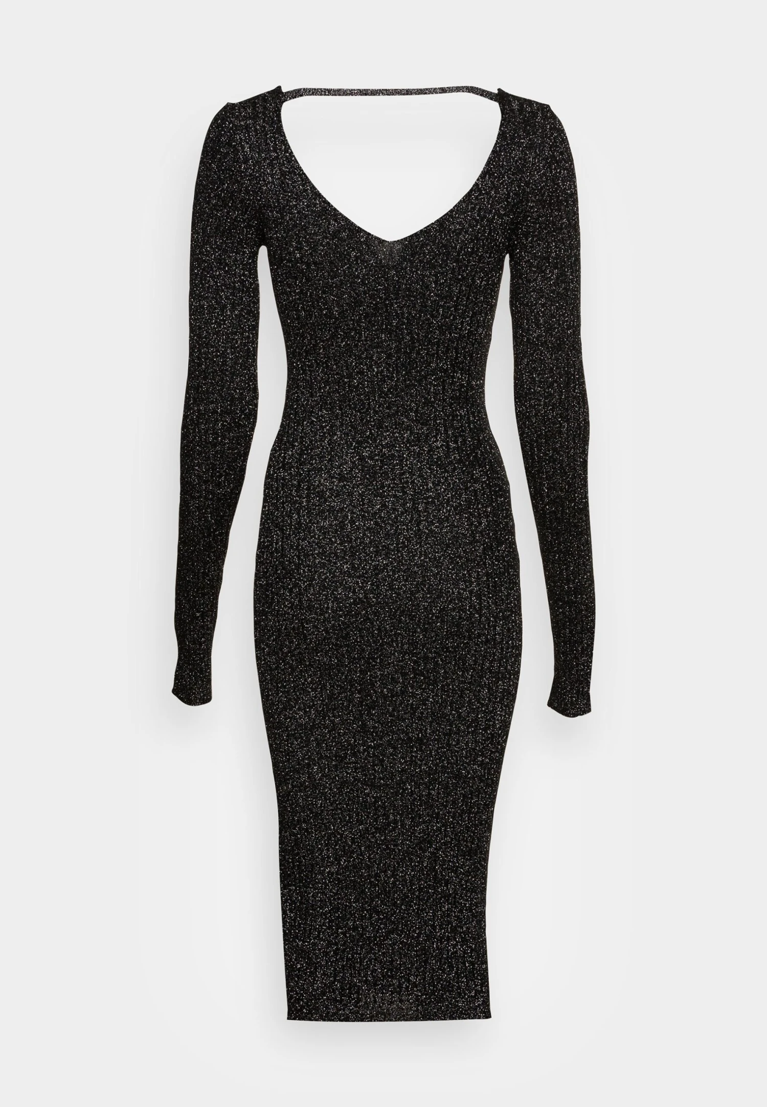 Anna Field LUREX V-AUSSCHNITT MIDI STRICKKLEID - Sukienka Etui - Black - obrazek 2