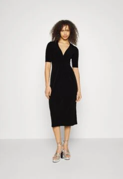 CENTER FRONT KNOT LOW MIDI DRESS - Sukienka Letnia - Black