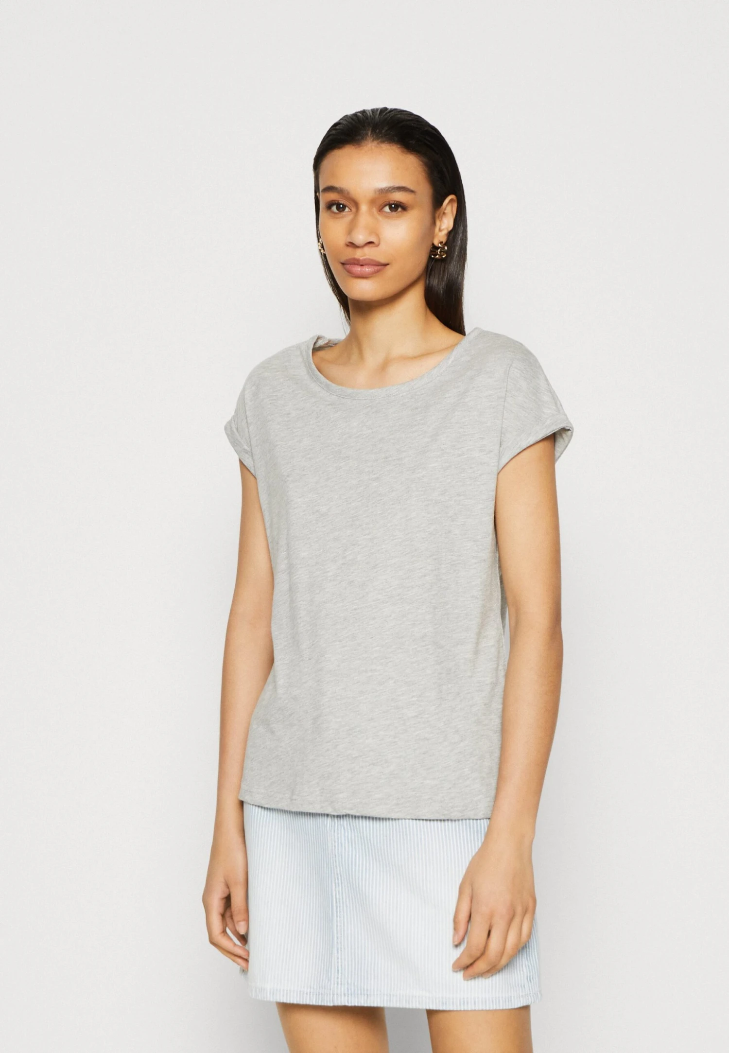 Anna Field 3 PACK - T-shirt Basic - White/mottled Light Grey - obrazek 4