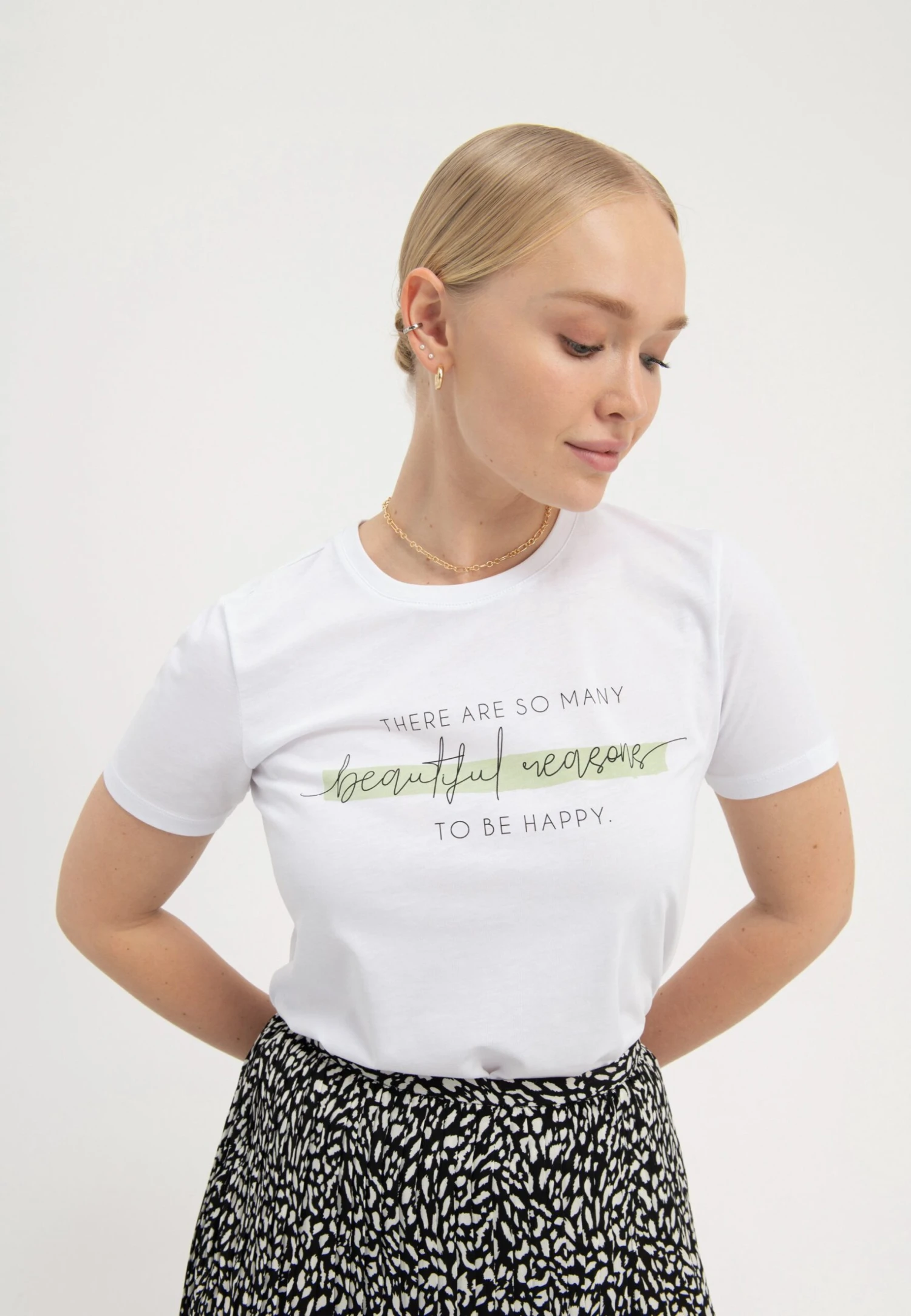 Anna Field T-shirt Z Nadrukiem - White