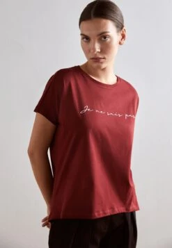 Anna Field MANDALA LOW TO HIGH - T-shirt Z Nadrukiem - Bordeaux