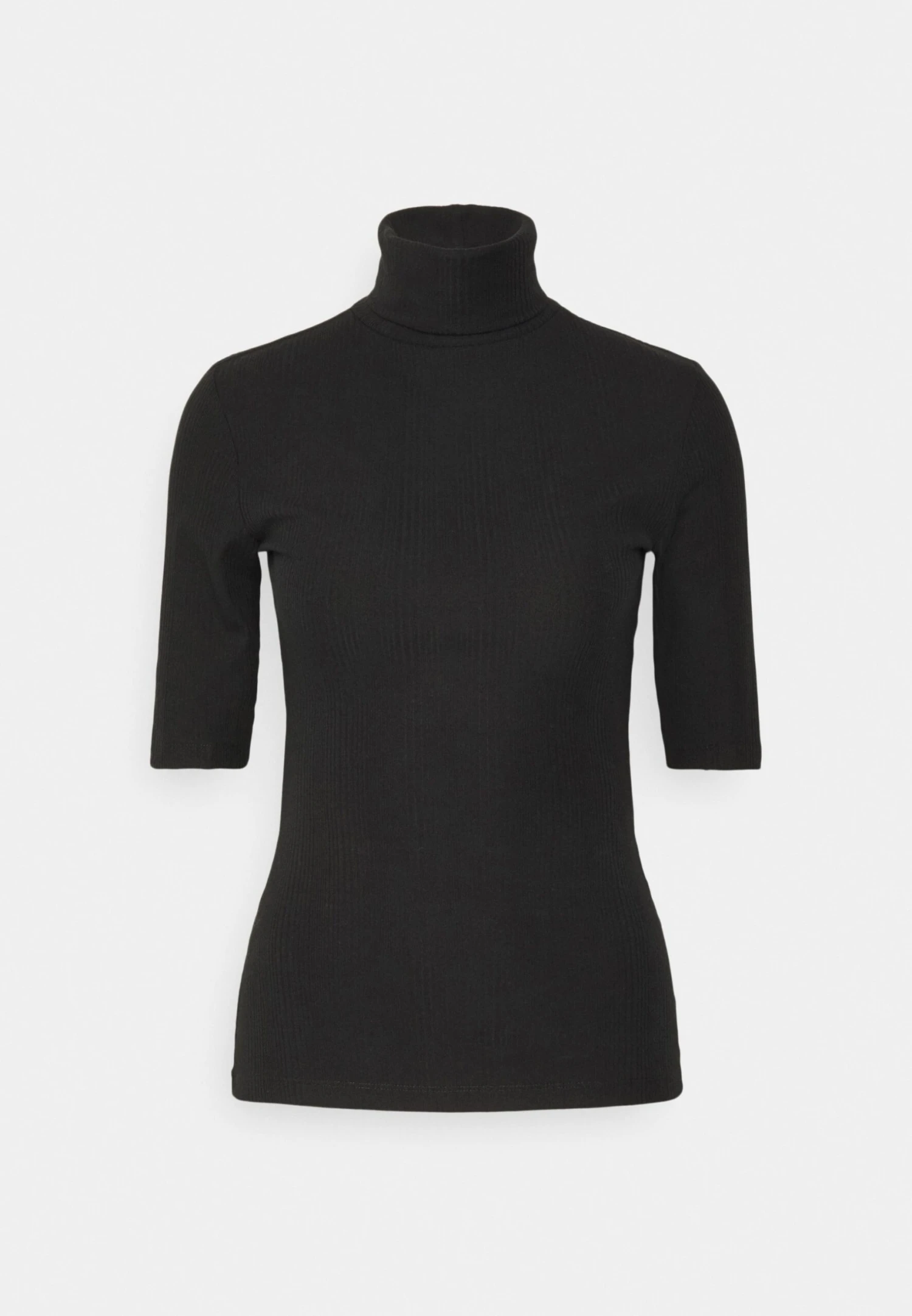 SLIM TURTLENECK HALF SLEEVES - T-shirt Basic - Black - obrazek 5