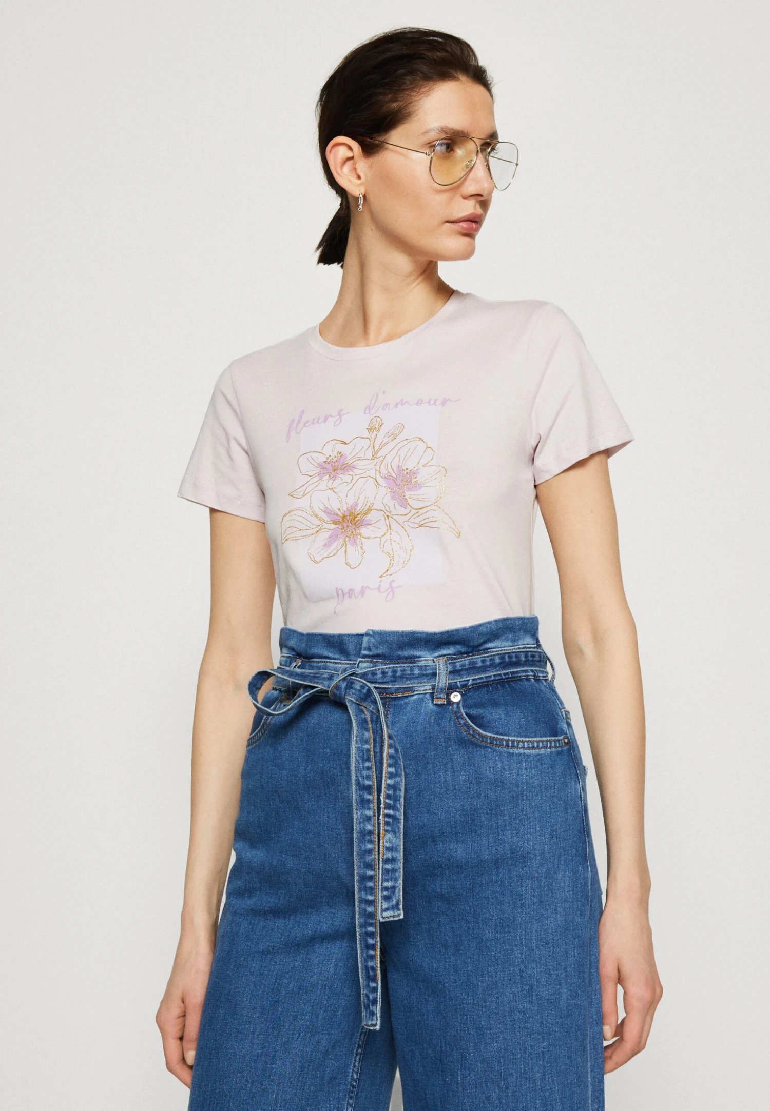 Anna Field T-shirt Z Nadrukiem - Lilac - obrazek 4