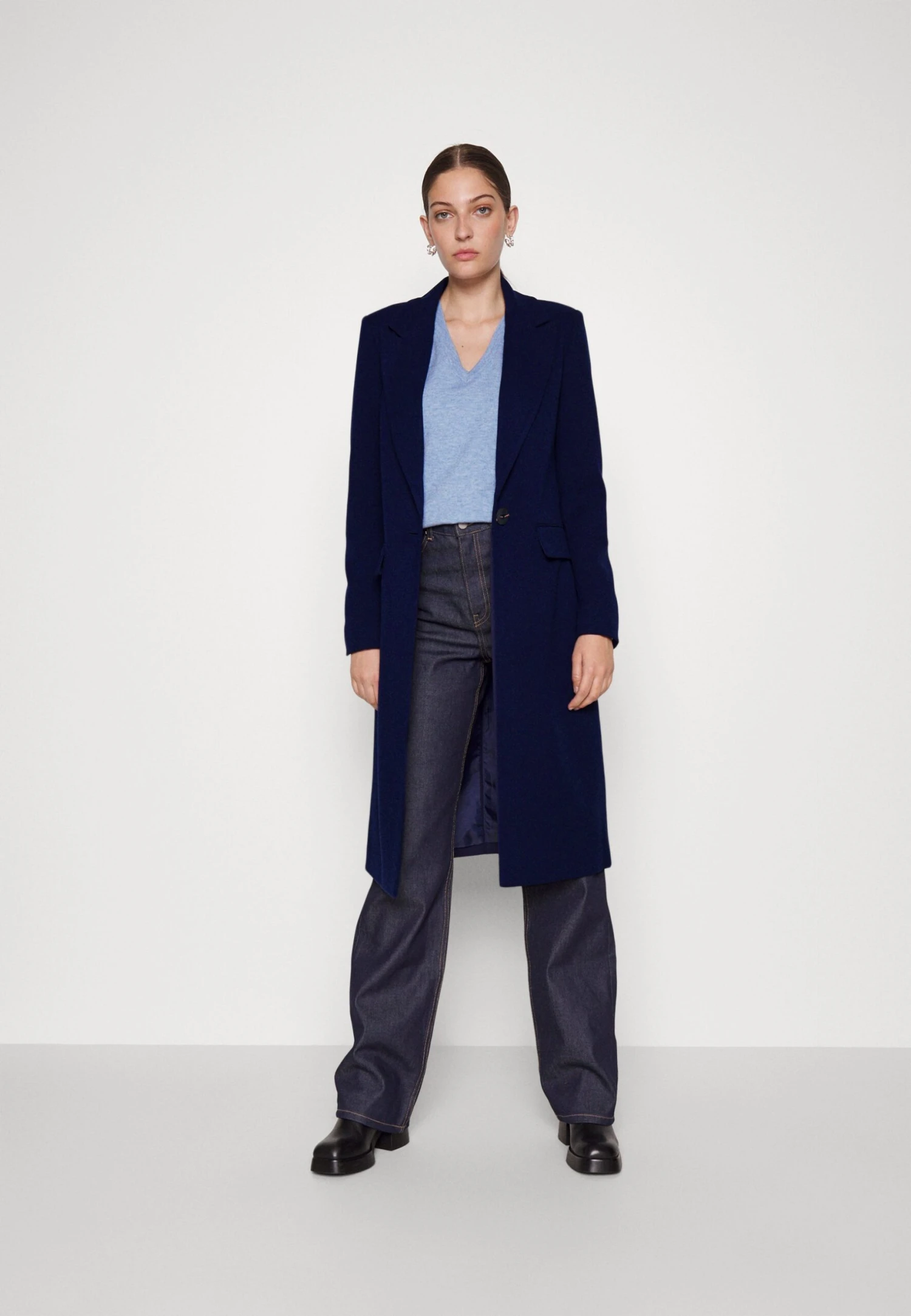 Klasyczny Płaszcz - Dark Blue - obrazek 2