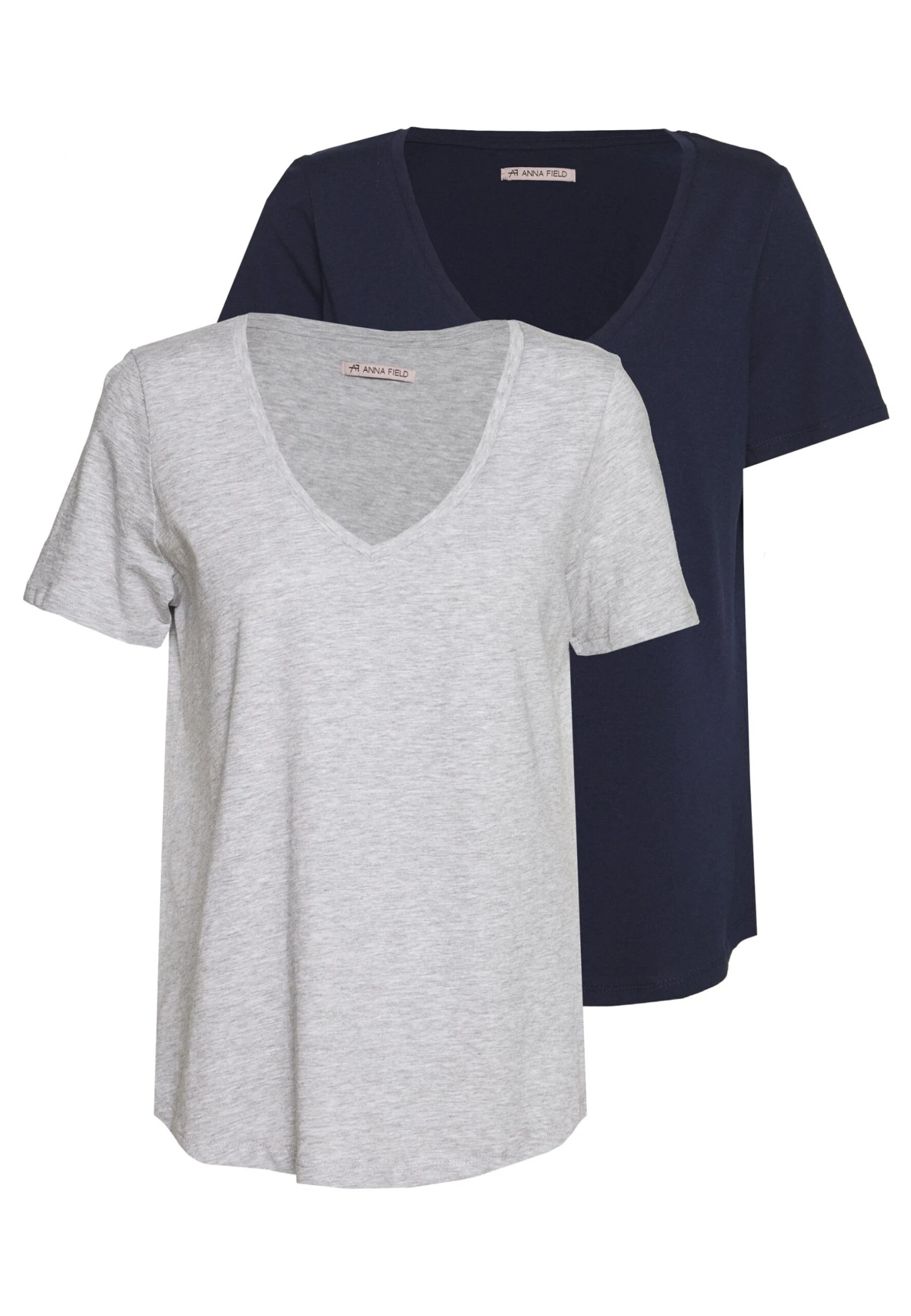 Anna Field T-shirt Basic - Mottled Light Grey/blue