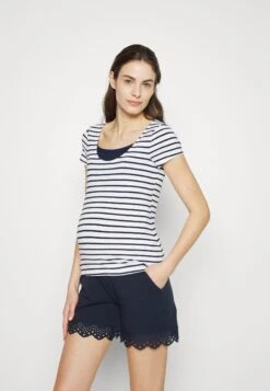 MATERNITY DOUBLE LAYER NURSING - T-shirt Z Nadrukiem - Dark Blue/white