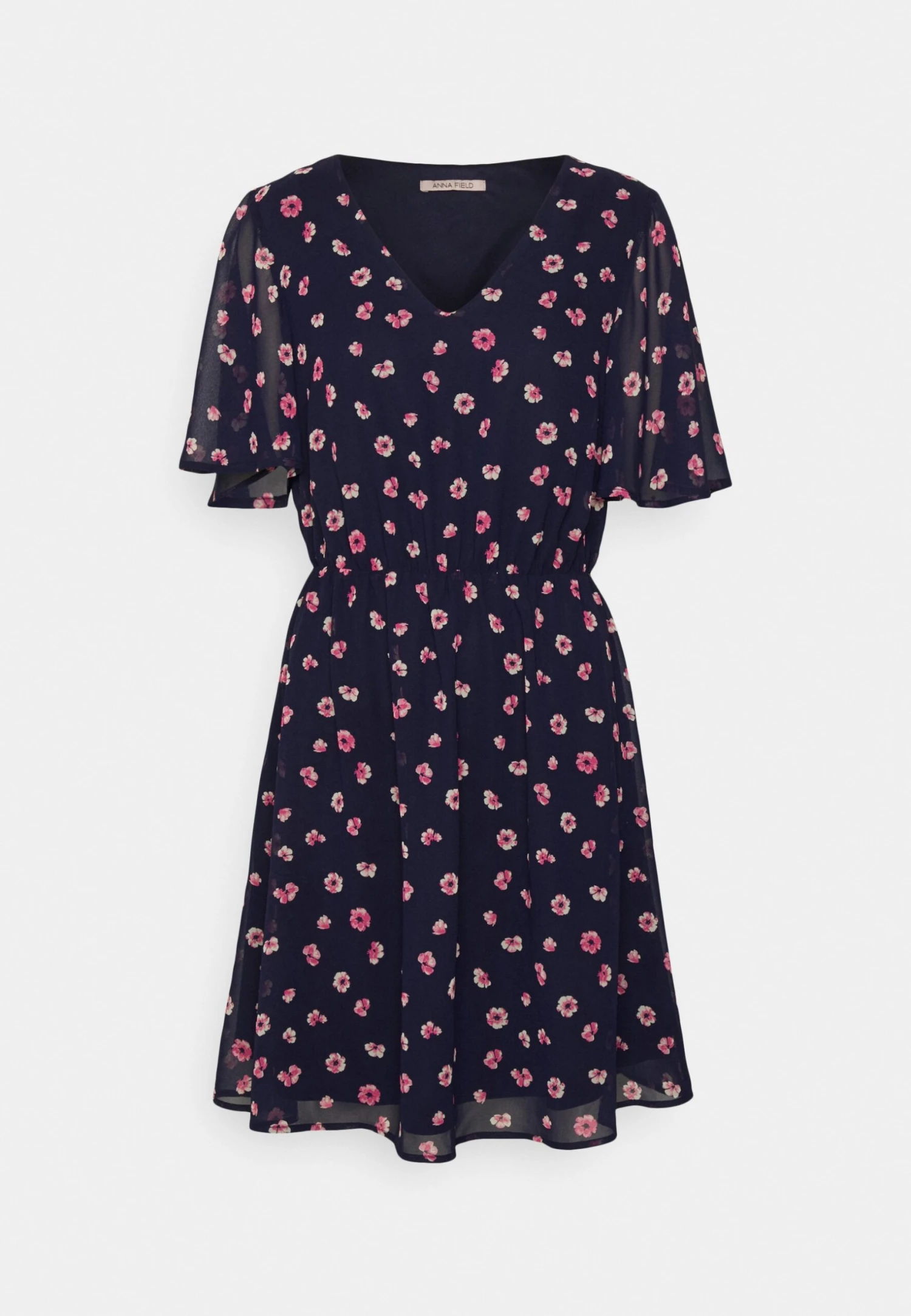Anna Field V-NECK SLEEVE DRESS - Sukienka Letnia - Dark Blue/pink - obrazek 7
