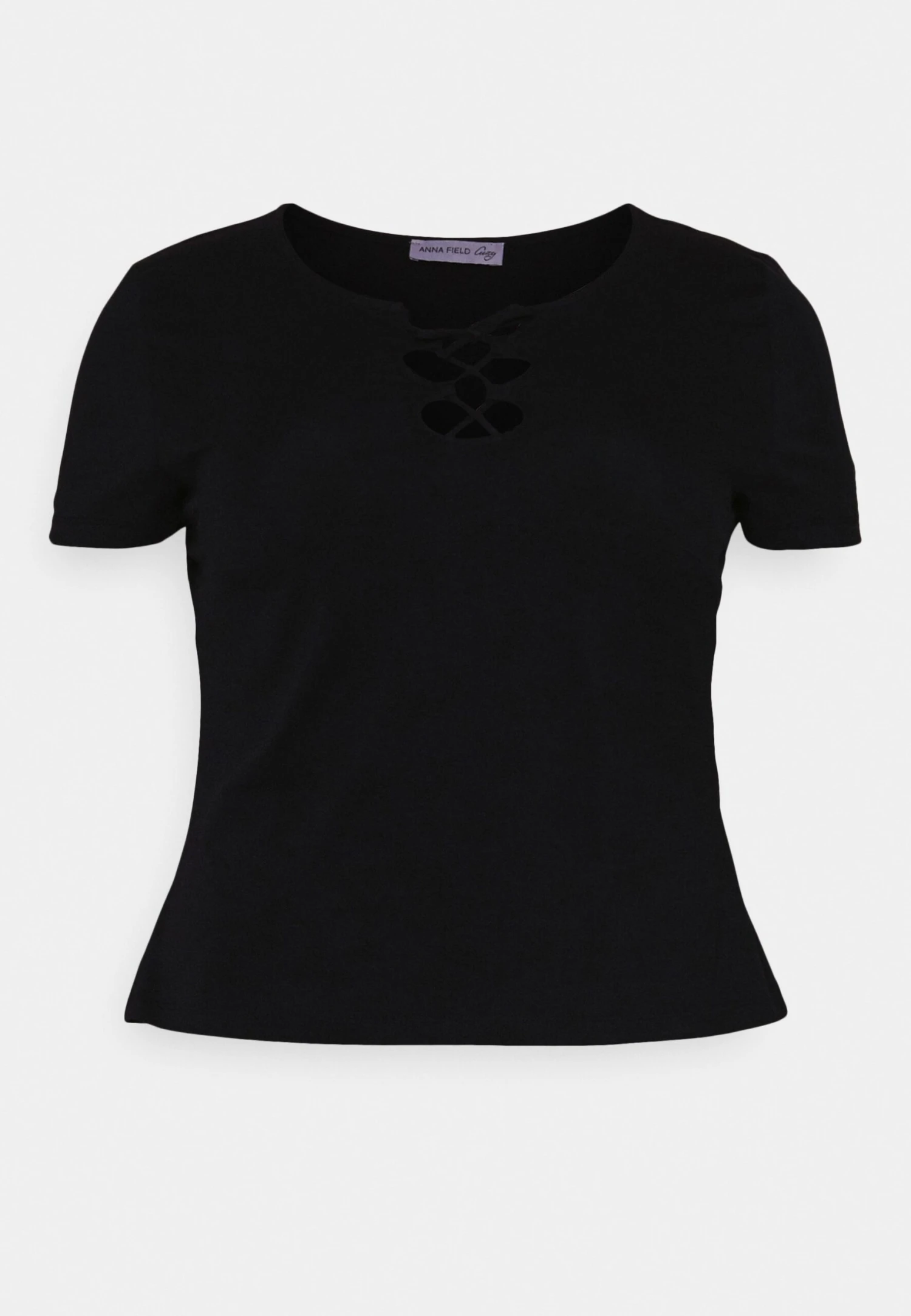 CURVY FRONT LACE - T-shirt Basic - Black - obrazek 4