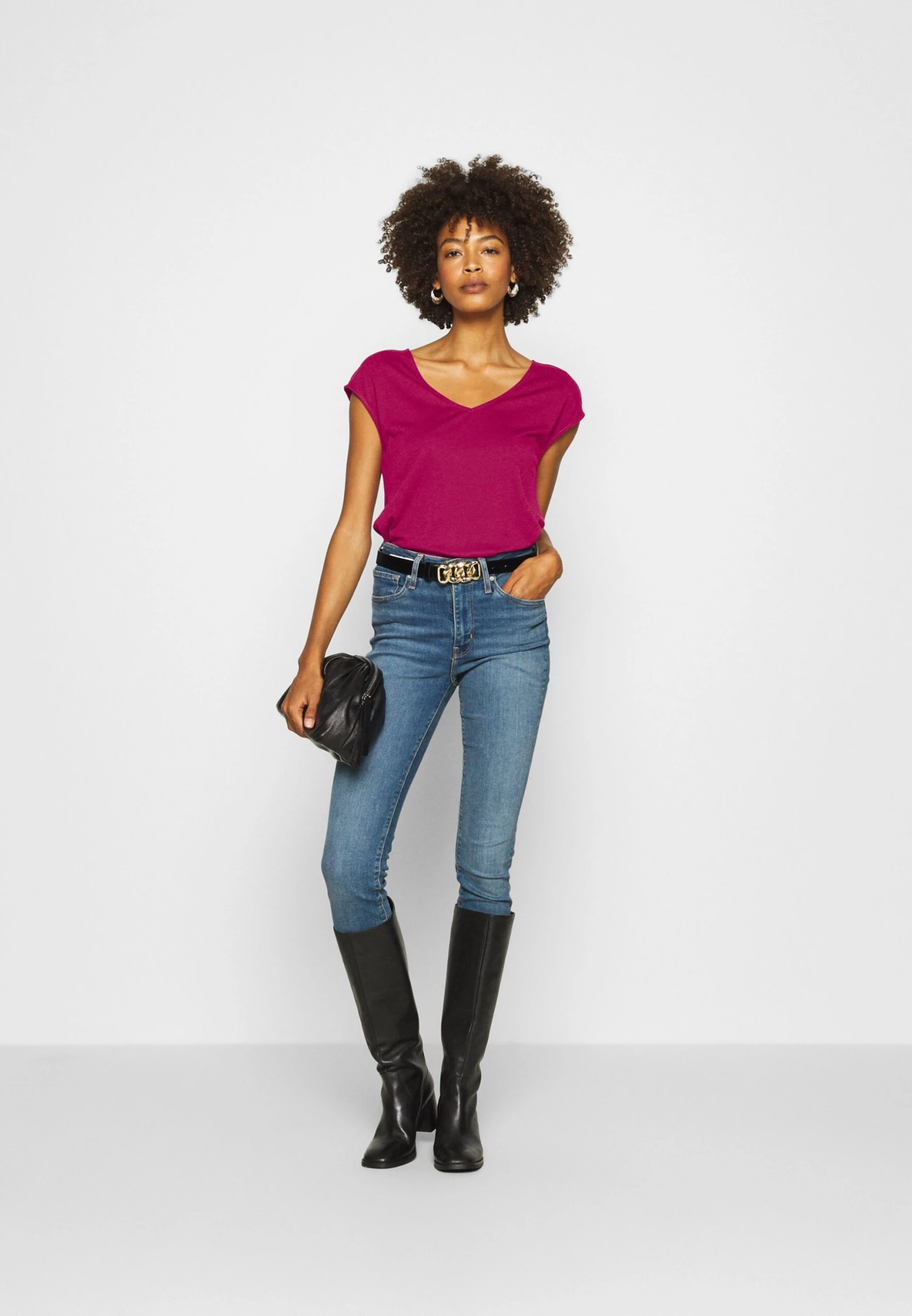 Anna Field T-shirt Basic - Berry - obrazek 2