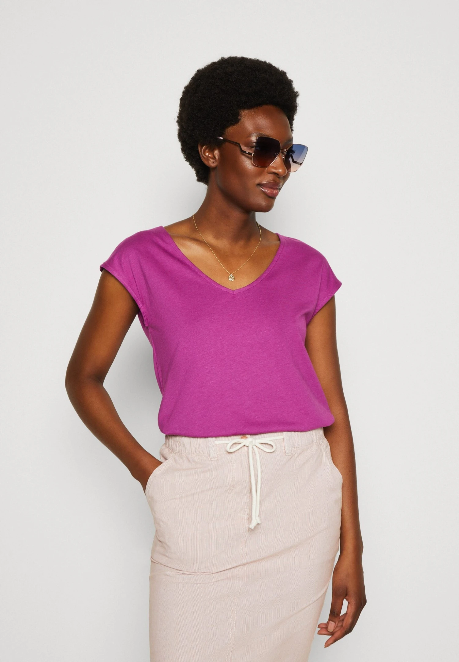 Anna Field T-shirt Basic - Purple - obrazek 4