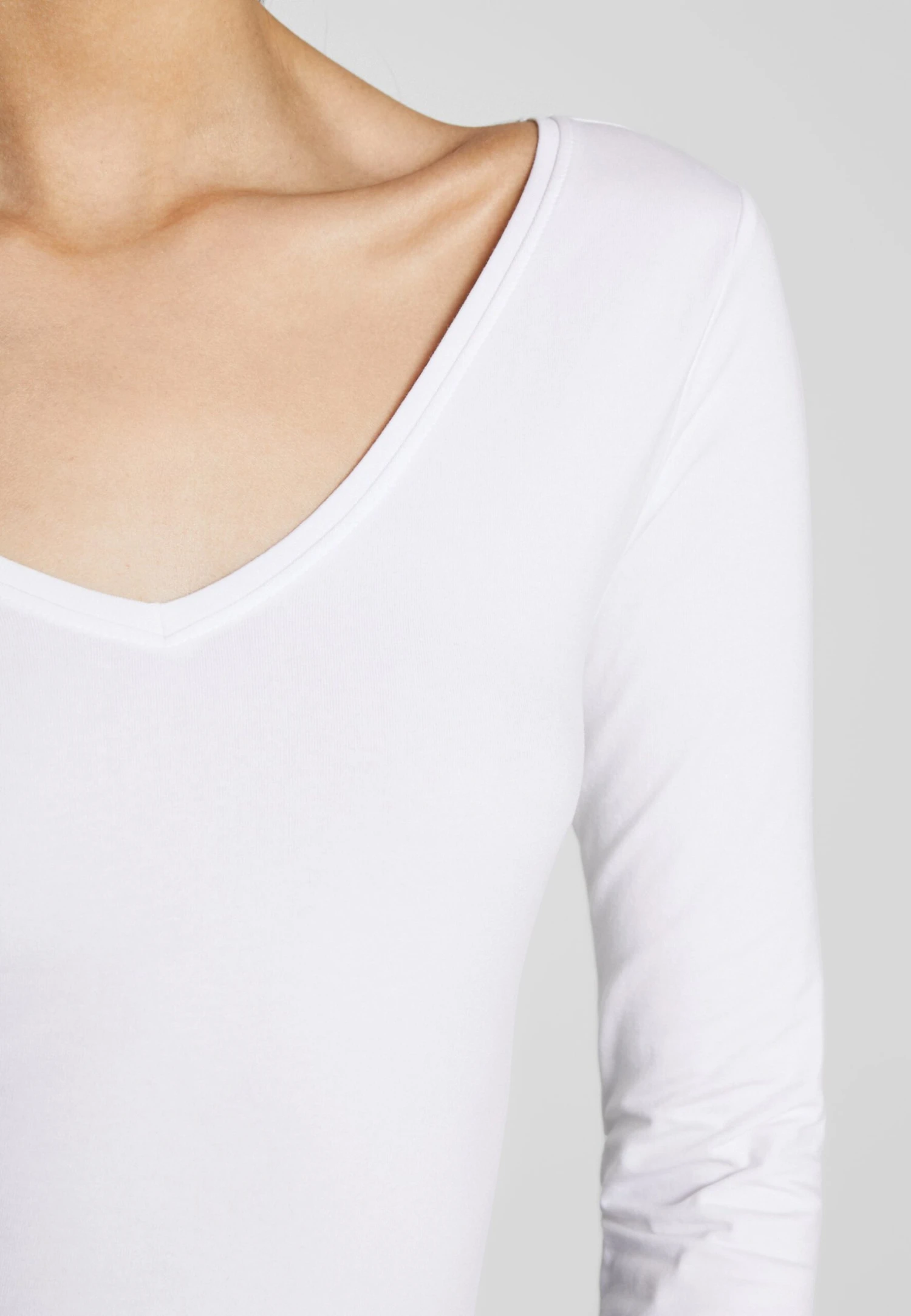 BASIC LONG SLEEVE TOP - Bluzka Z Długim Rękawem - White - obrazek 6