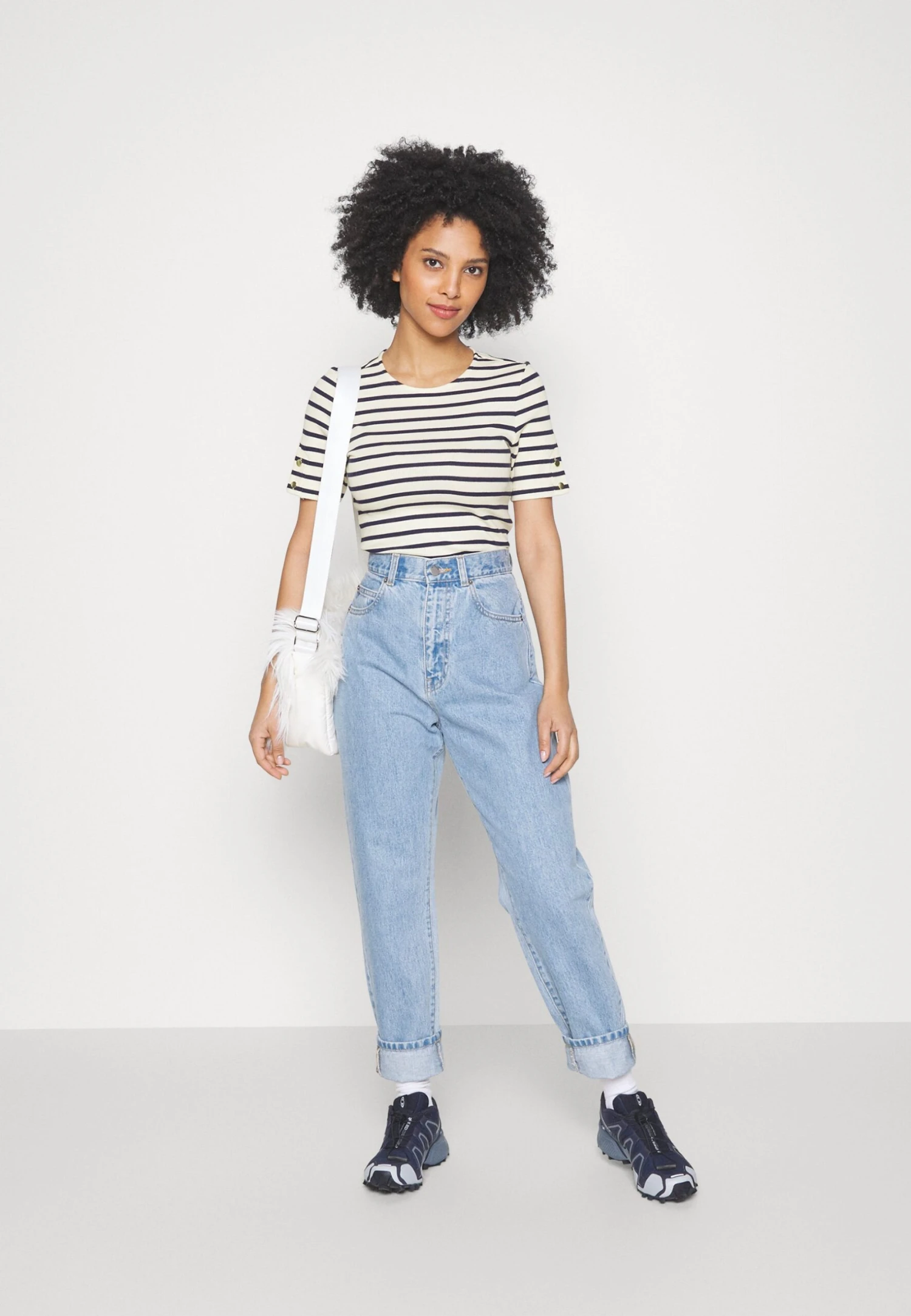 T-shirt Z Nadrukiem - Dark Blue White - obrazek 2