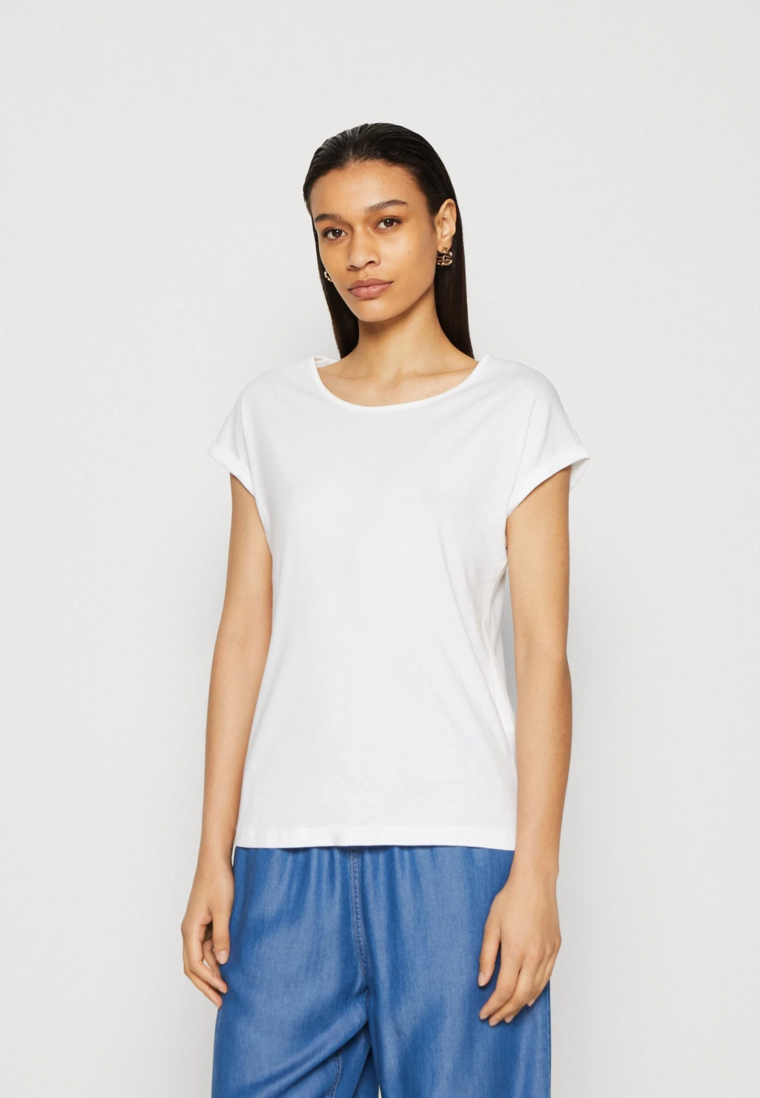 Anna Field 3 PACK - T-shirt Basic - White/mottled Light Grey/dark Yellow - obrazek 5