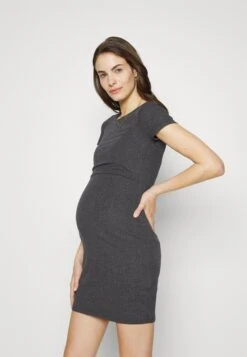 SHORT SLEEVES - Sukienka Z Dżerseju - Mottled Dark Grey