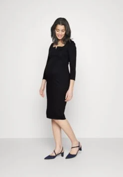 NOTCH NECKLINE MIDI DRESS - Sukienka Z Dżerseju - Black