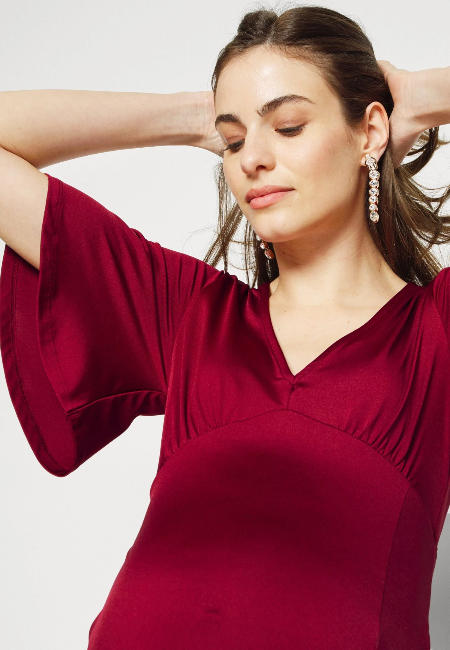 Sukienka Z Dżerseju - Dark Red - obrazek 5