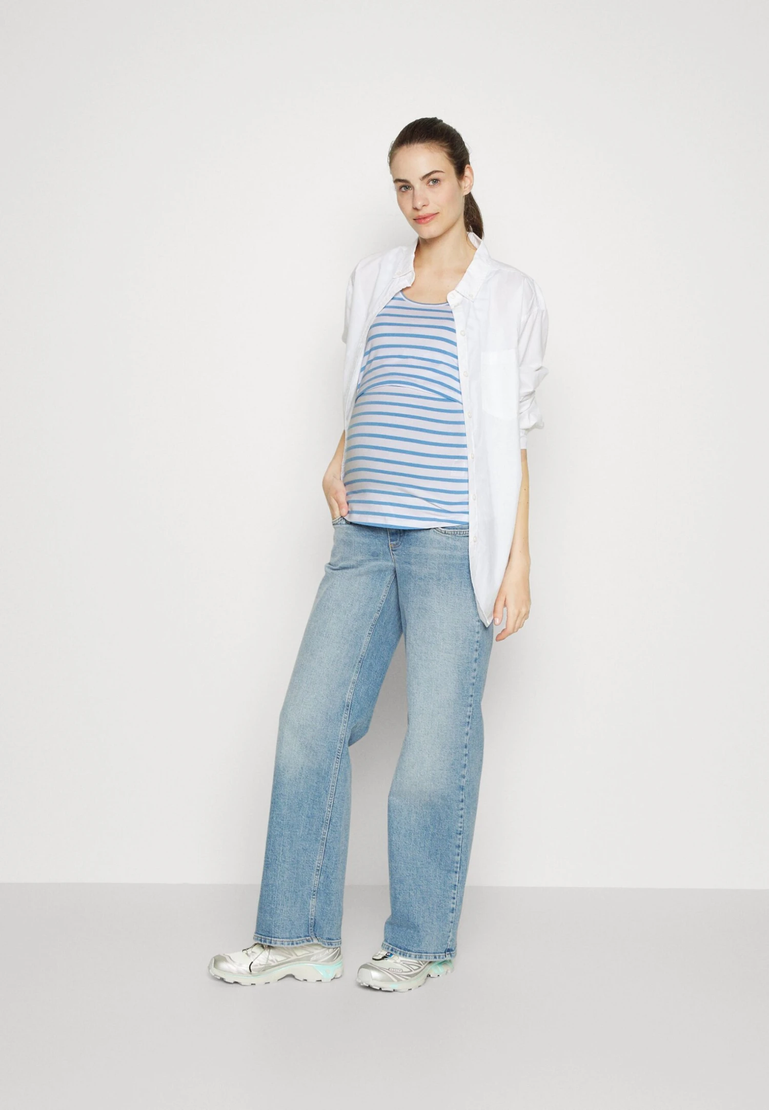 2 PACK - Top - White/blue/mottled Light Grey - obrazek 2