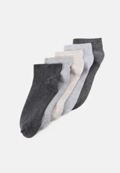 Anna Field SOFT RIBBED SNEAKER SOCKS 5PACK - Skarpety - Grey/beige