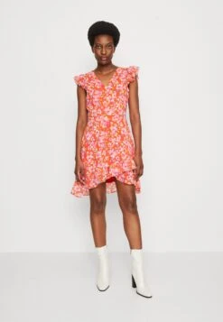 Anna Field VOLANT SHORT DRESS - Sukienka Letnia - Red/multicoloured