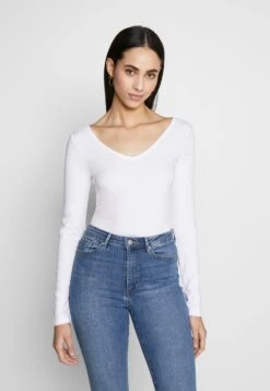 BASIC LONG SLEEVE TOP - Bluzka Z Długim Rękawem - White