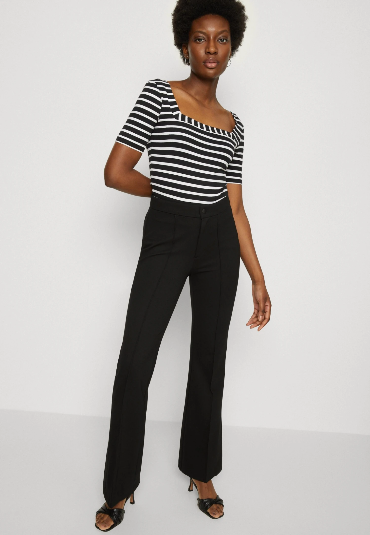 Anna Field T-shirt Z Nadrukiem - Black/white - obrazek 4