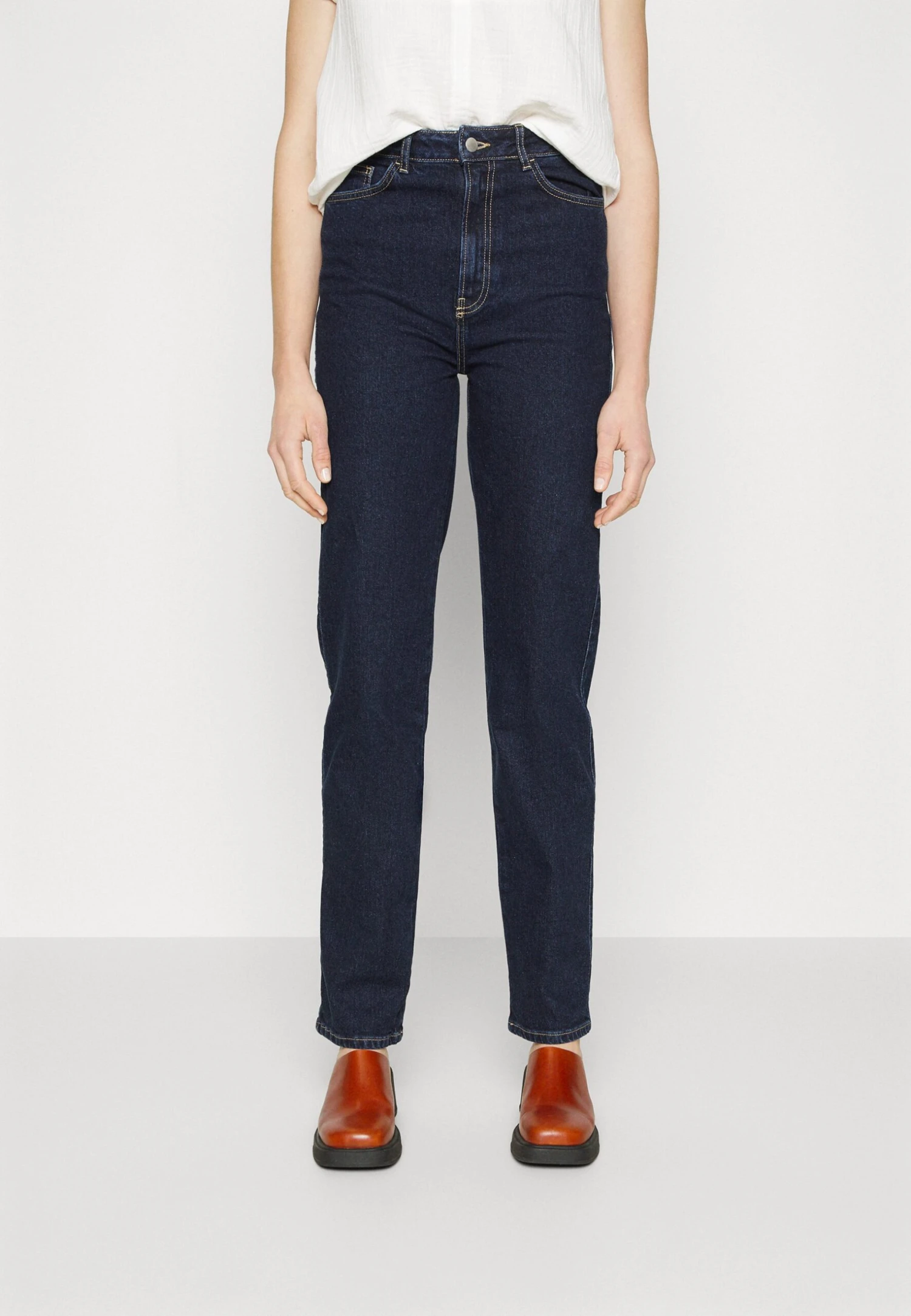 Jeansy Straight Leg - Dark Blue Denim
