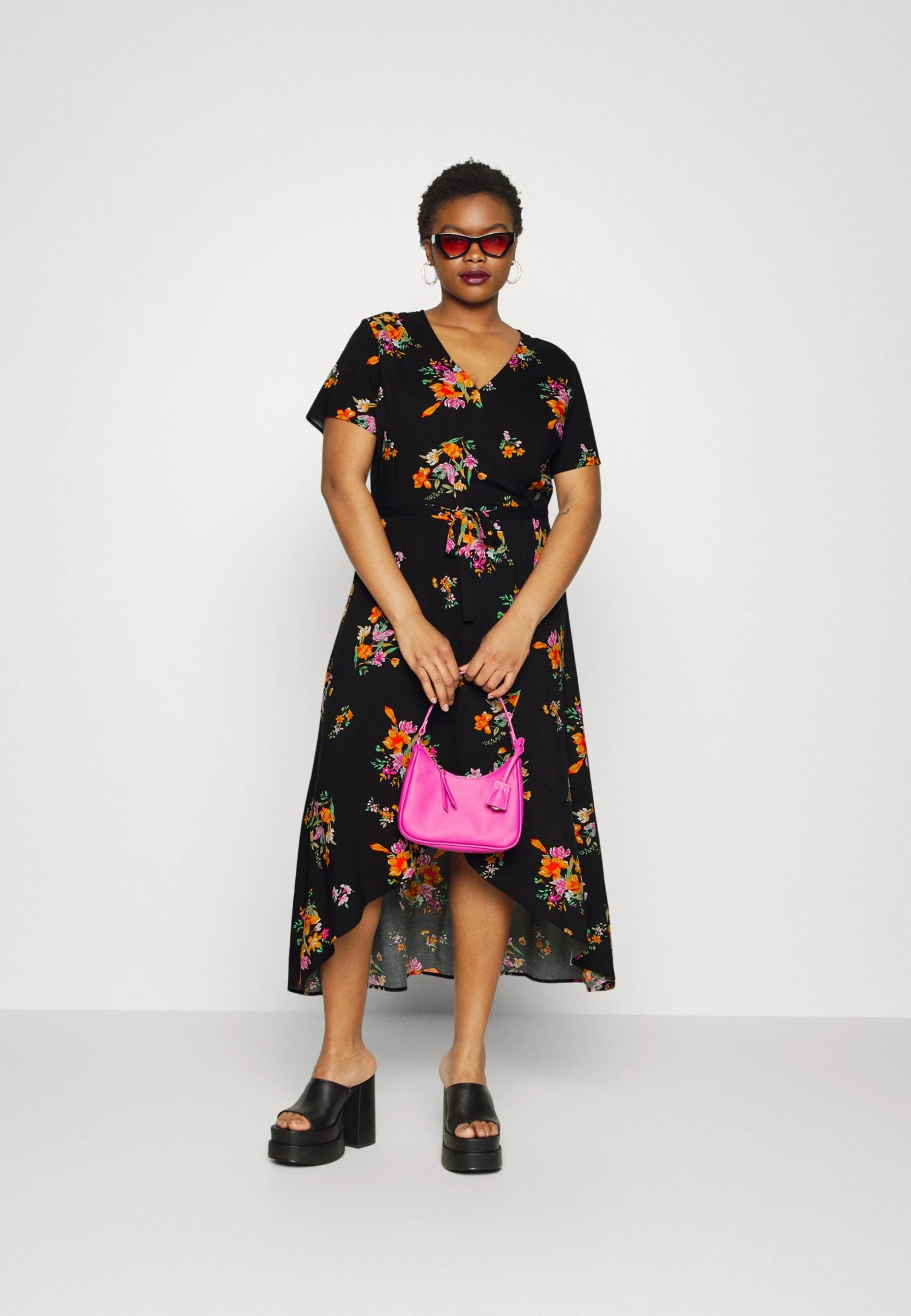 WRAP DRESS HIGH LOW HEM - Sukienka Letnia - Black - obrazek 2