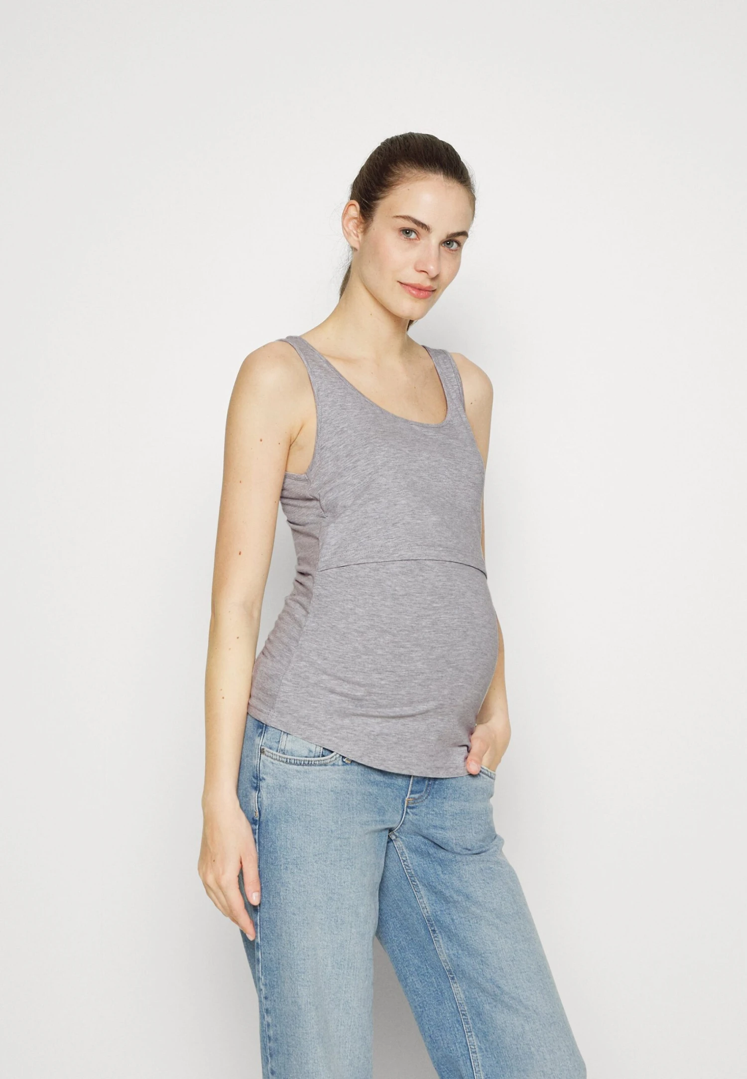 2 PACK - Top - White/blue/mottled Light Grey - obrazek 4