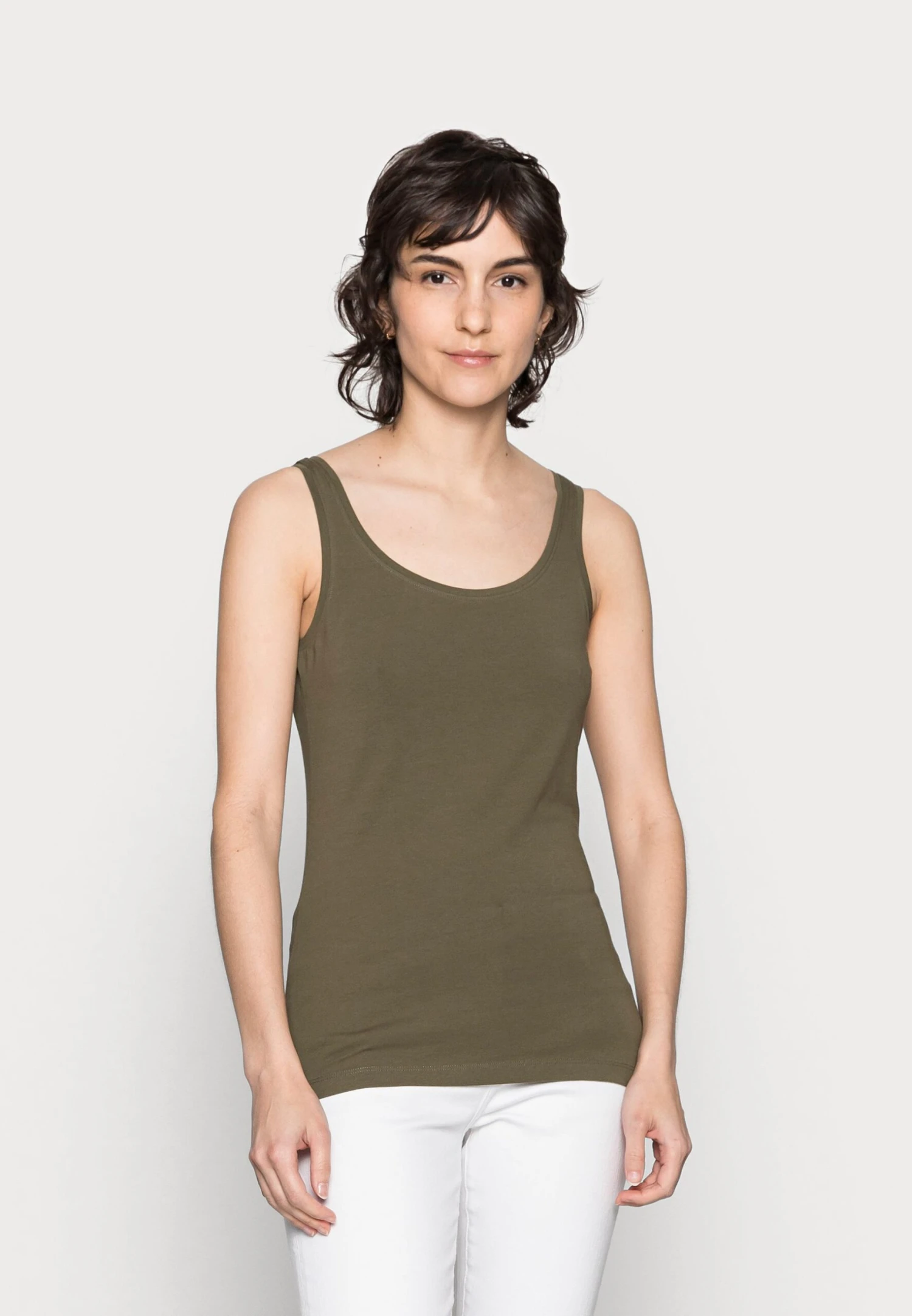Anna Field BASIC TANK 3er Pack - Top - Black/white /khaki - obrazek 4