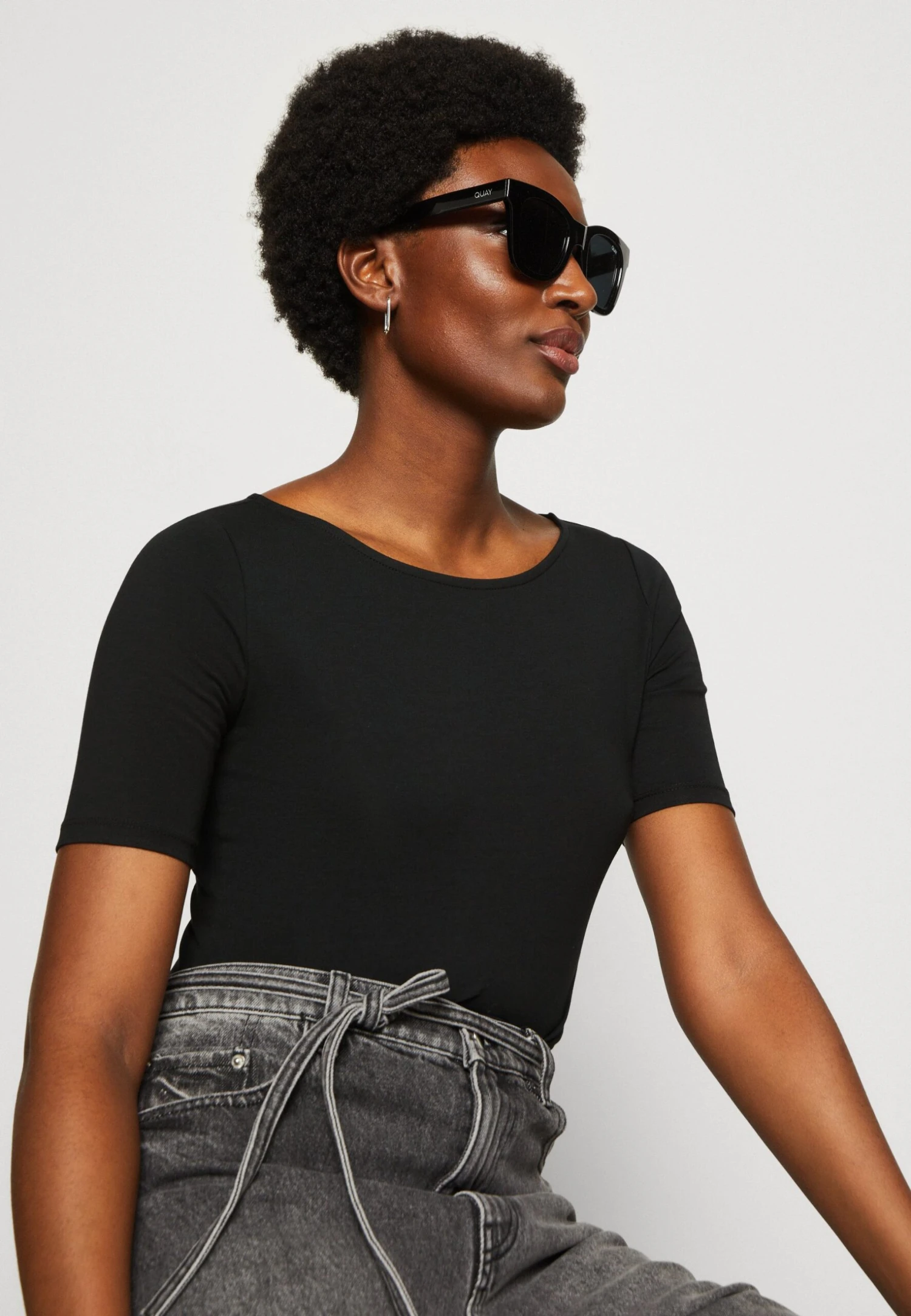 Anna Field T-shirt Z Nadrukiem - Black/black - obrazek 5