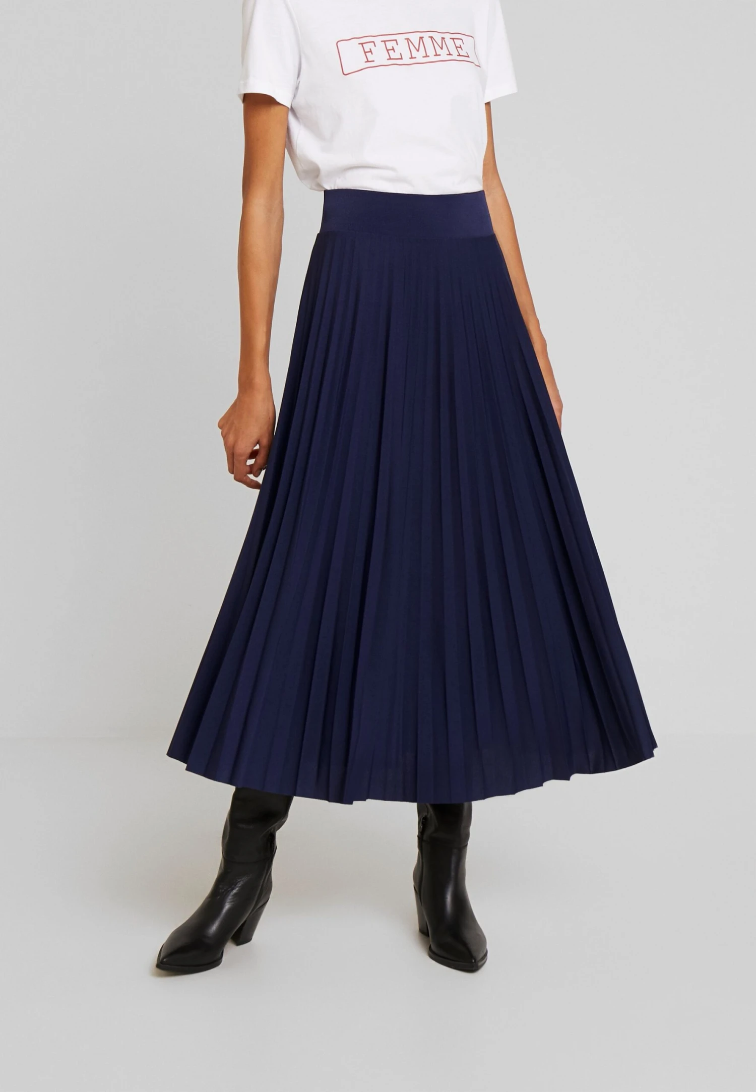 Anna Field Plisse A-line Midi Skirt - Spódnica Trapezowa - Maritime Blue