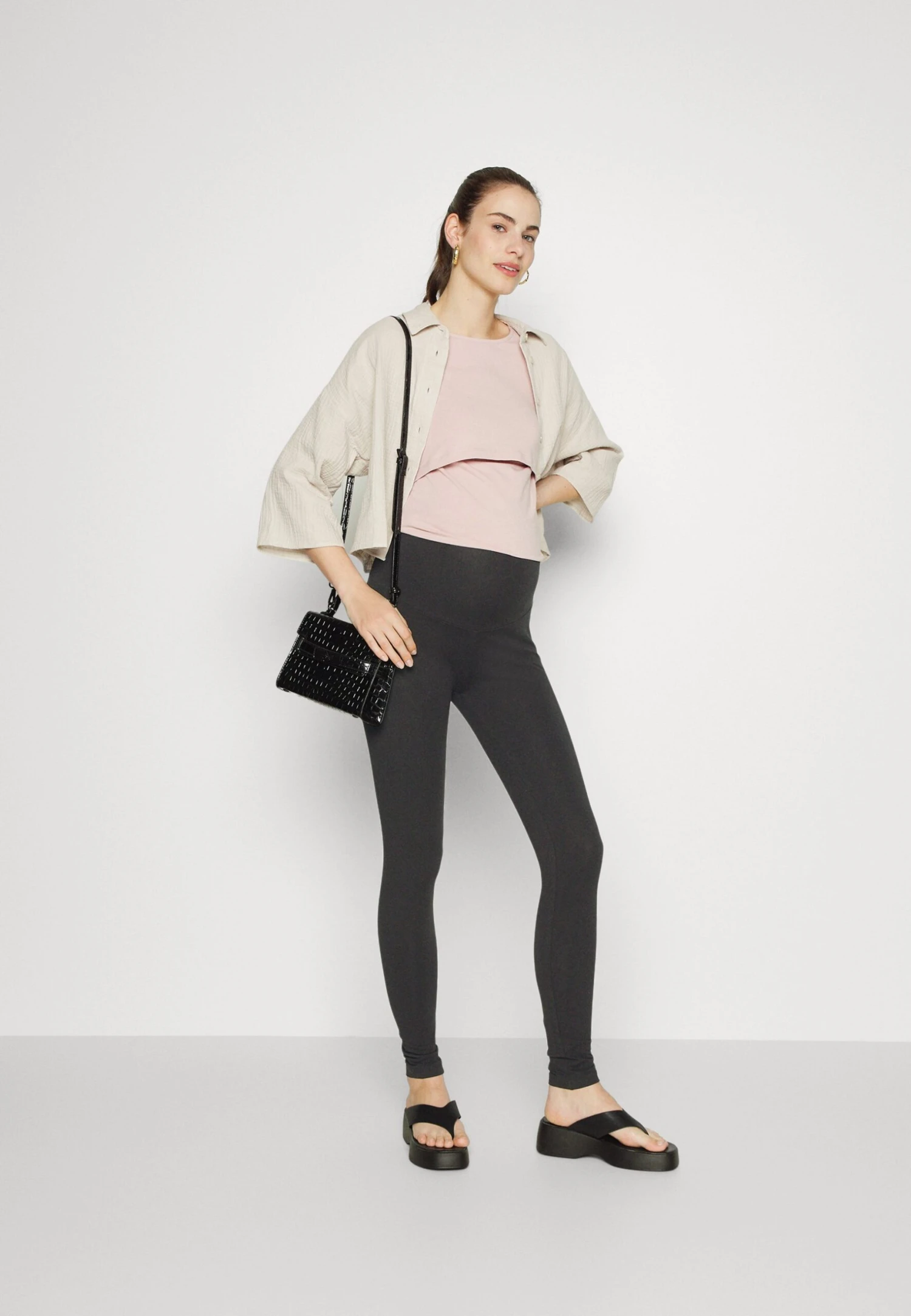 3 PACK - Legginsy - Black/mottled Light Grey/mottled Dark Grey