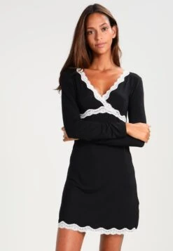 Anna Field HEIDI LONG SLEEVES VISCOSE NIGHTDRESS - Koszula Nocna - Black