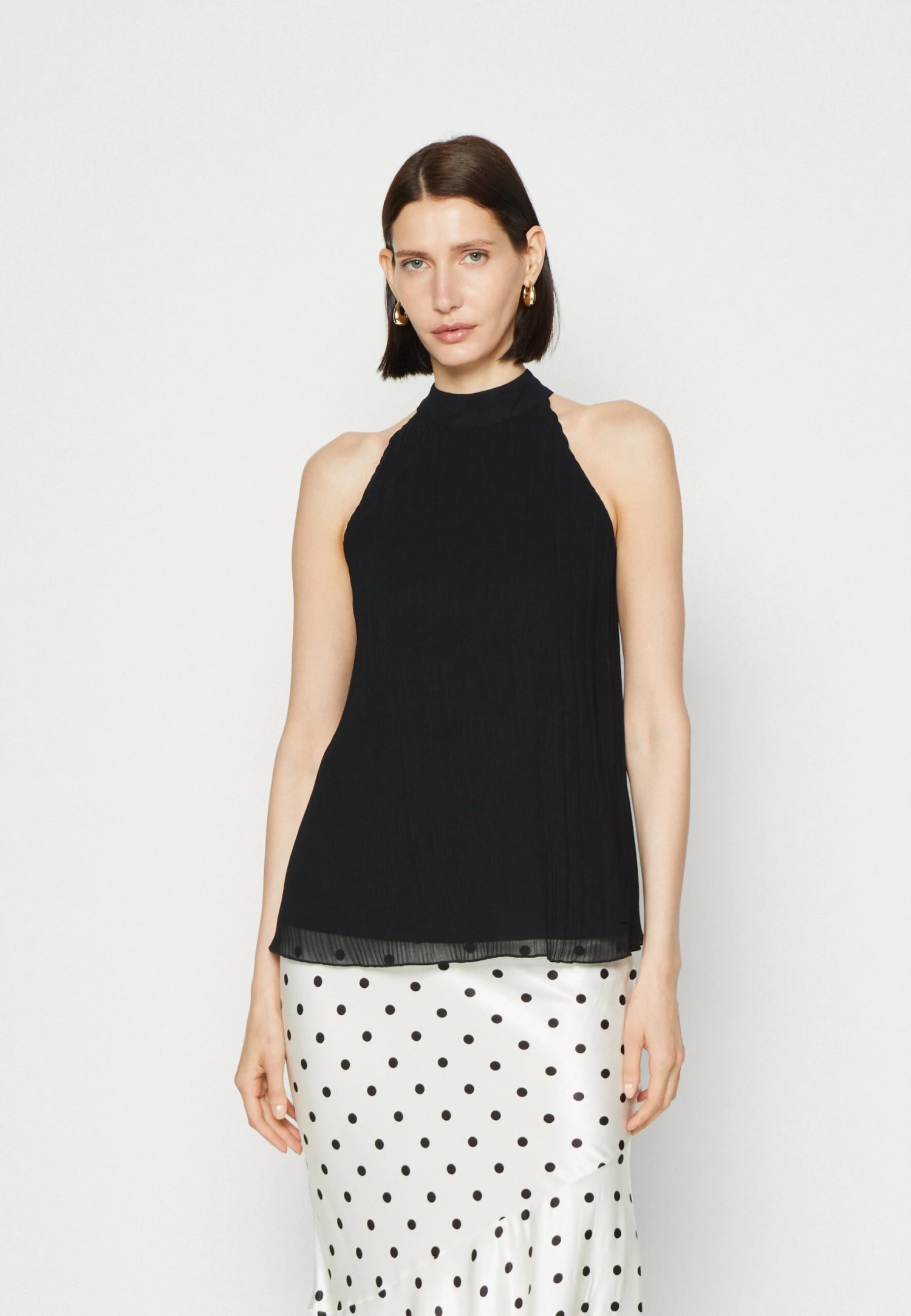 Anna Field WOVEN PLISSEE TOP - Top - Black