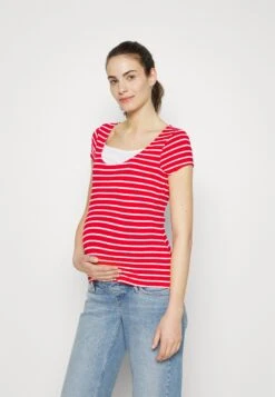 MATERNITY DOUBLE LAYER NURSING - T-shirt Z Nadrukiem - Dark Red / Multicoloured