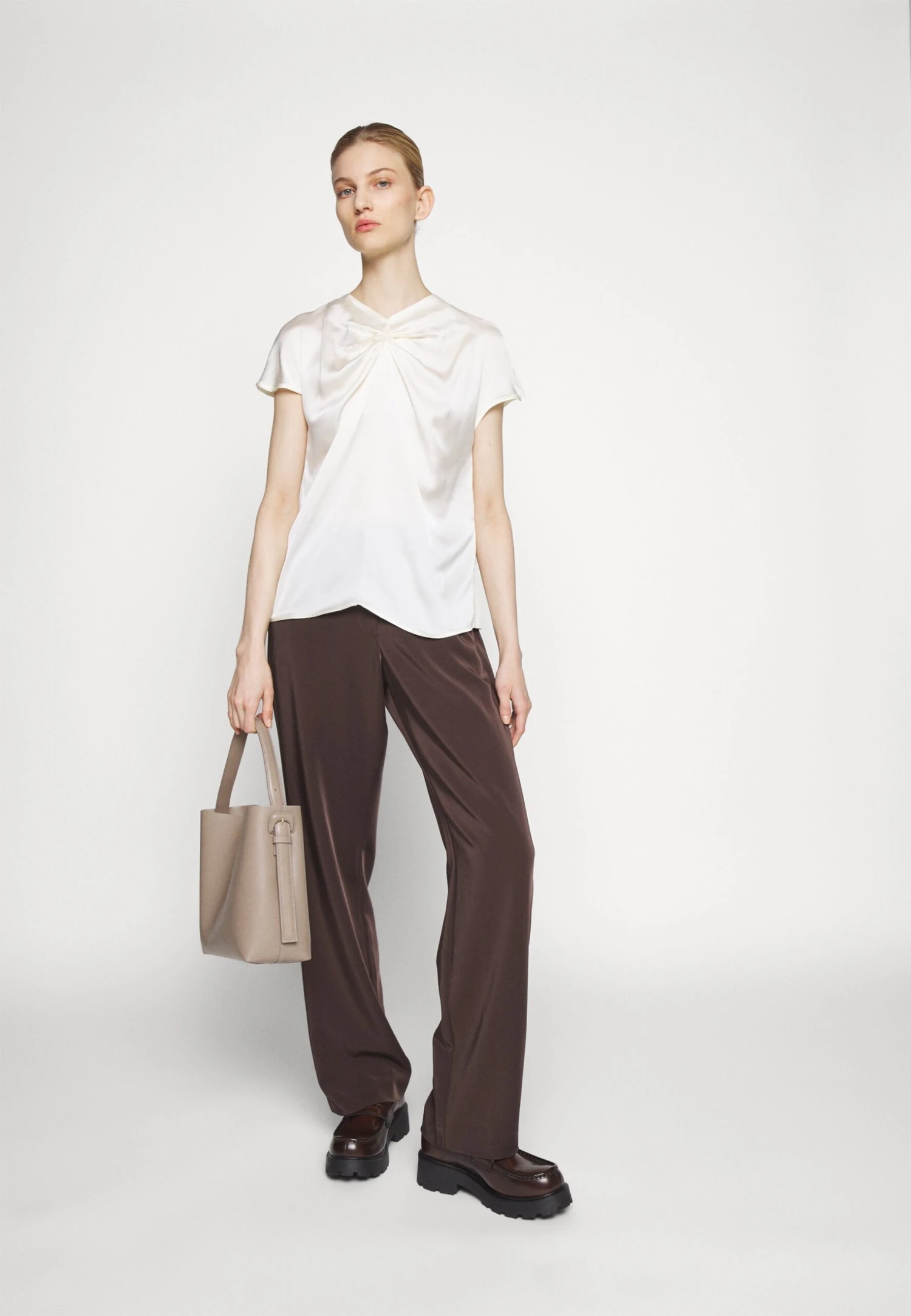 Anna Field T-shirt Z Nadrukiem - Off White - obrazek 5