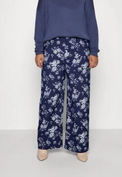 WIDE LEG PANT - Spodnie Materiałowe - Dark Blue/off-white