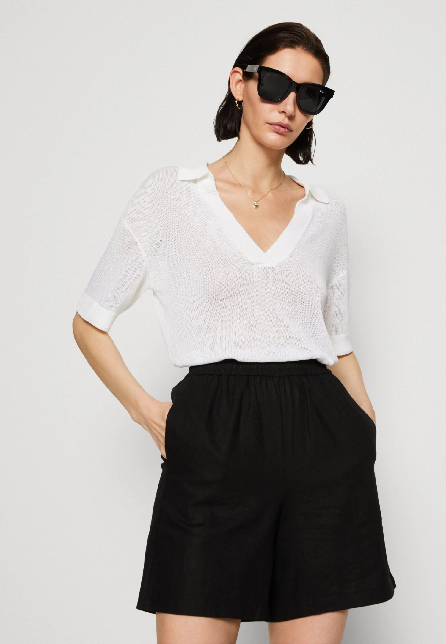 Anna Field LINEN MIX - Szorty - Black - obrazek 4