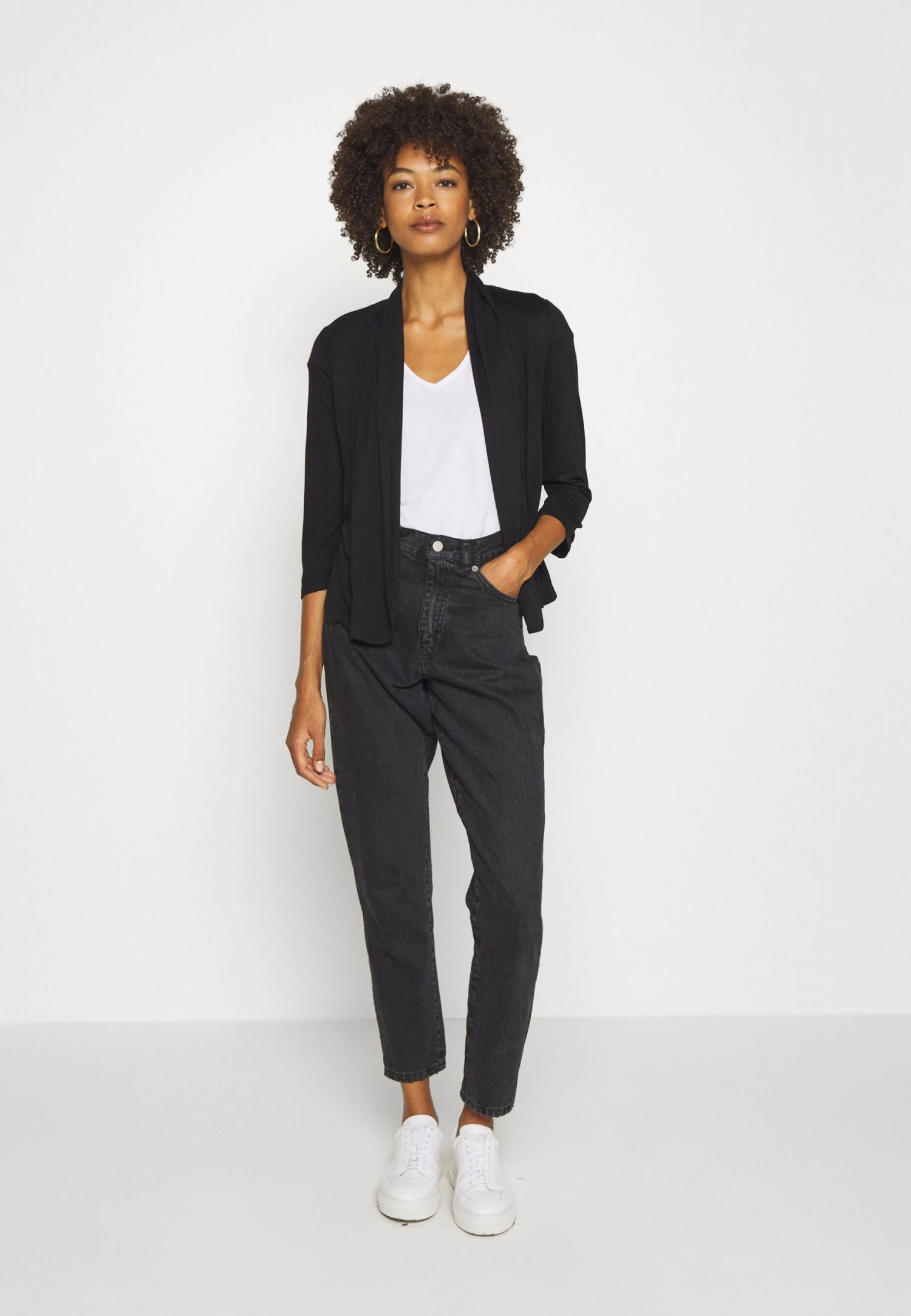 Anna Field BASIC V NECK DROP SHOULDER 2 PACK - T-shirt Basic - Black/white