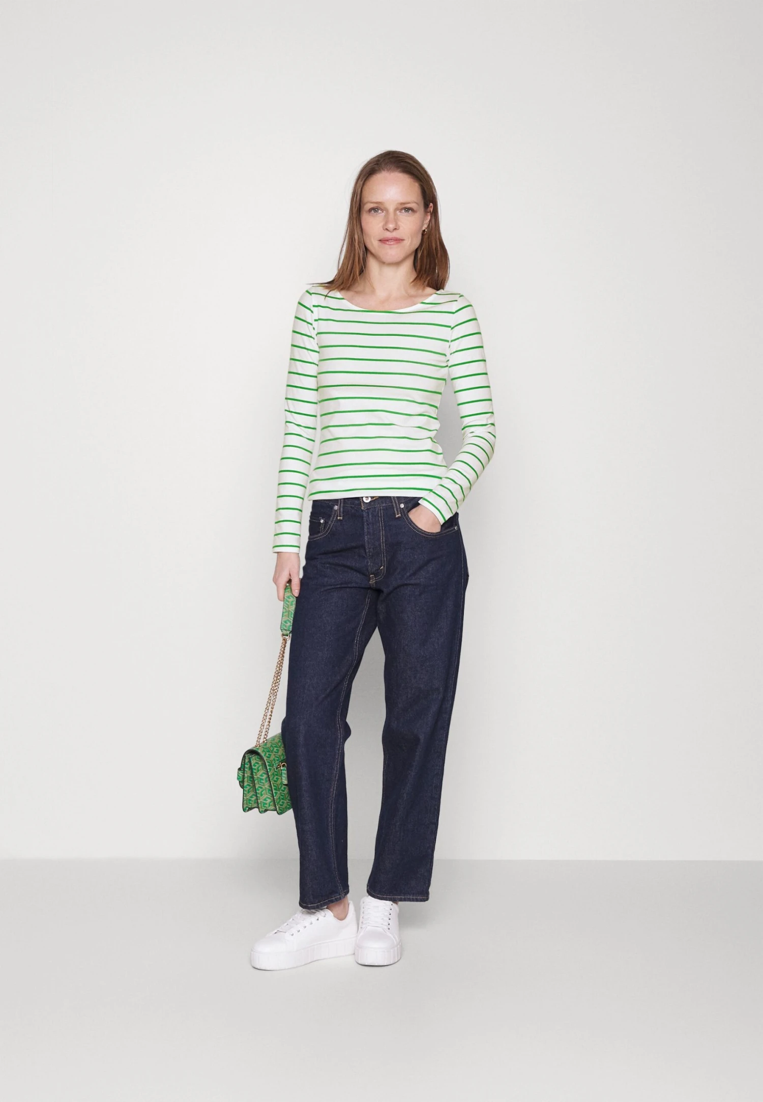 Anna Field 2 PACK - Bluzka Z Długim Rękawem - White/green