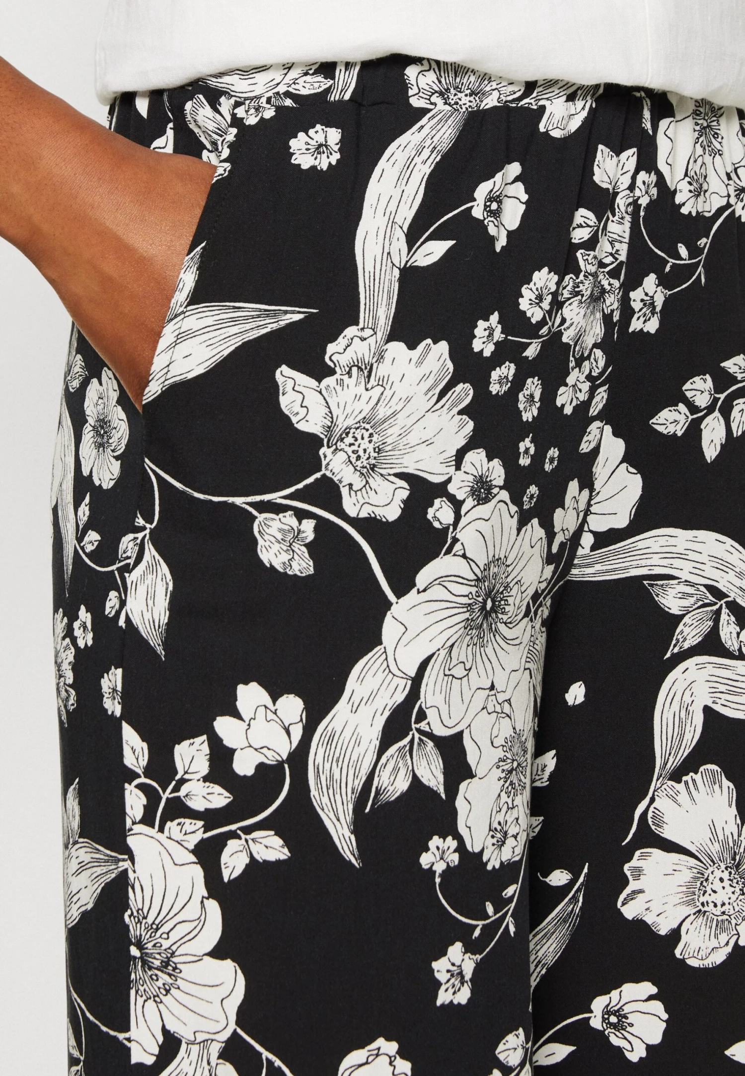 Anna Field Spodnie Materiałowe - Black/off White - obrazek 4